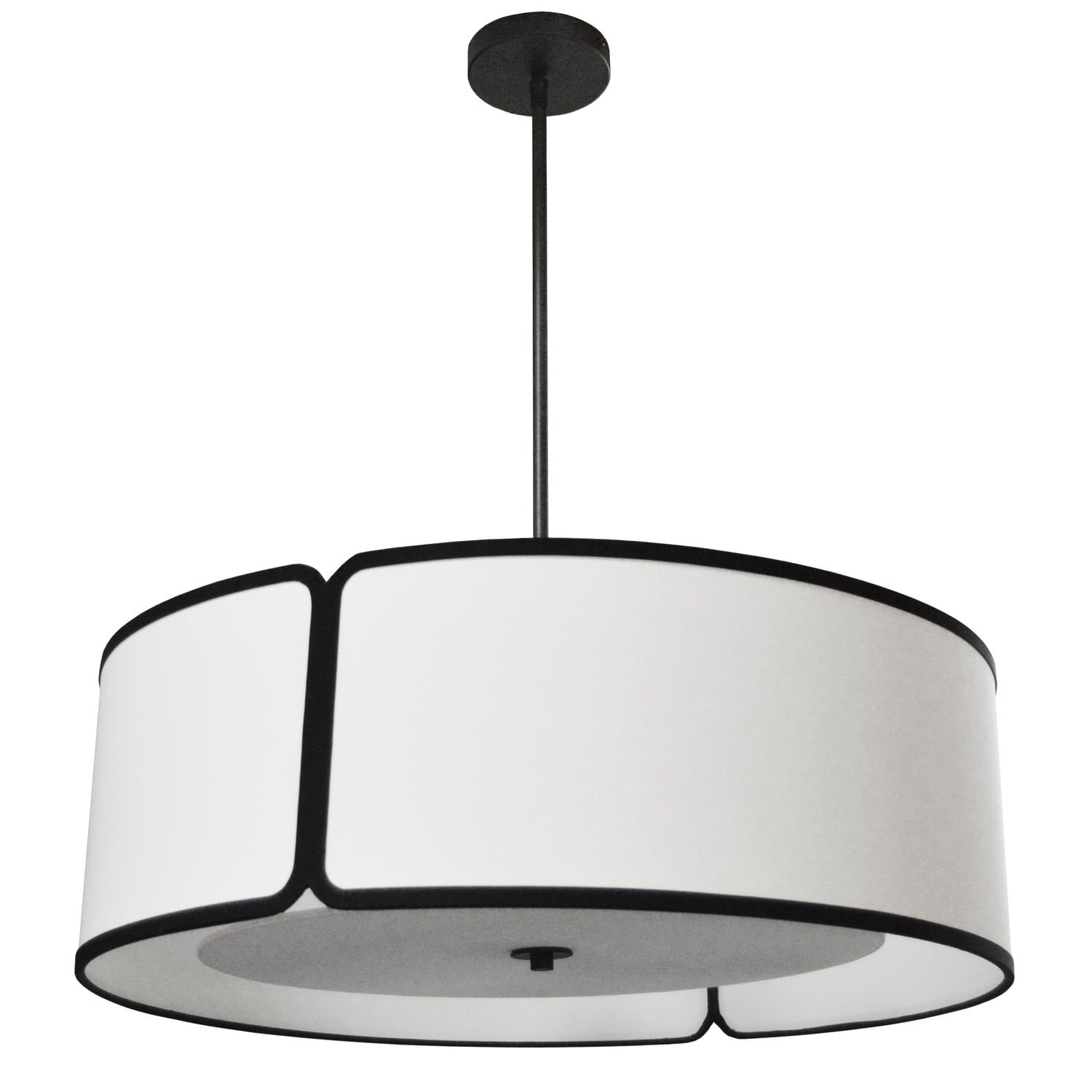 Matte Black and White Drum Pendant Light