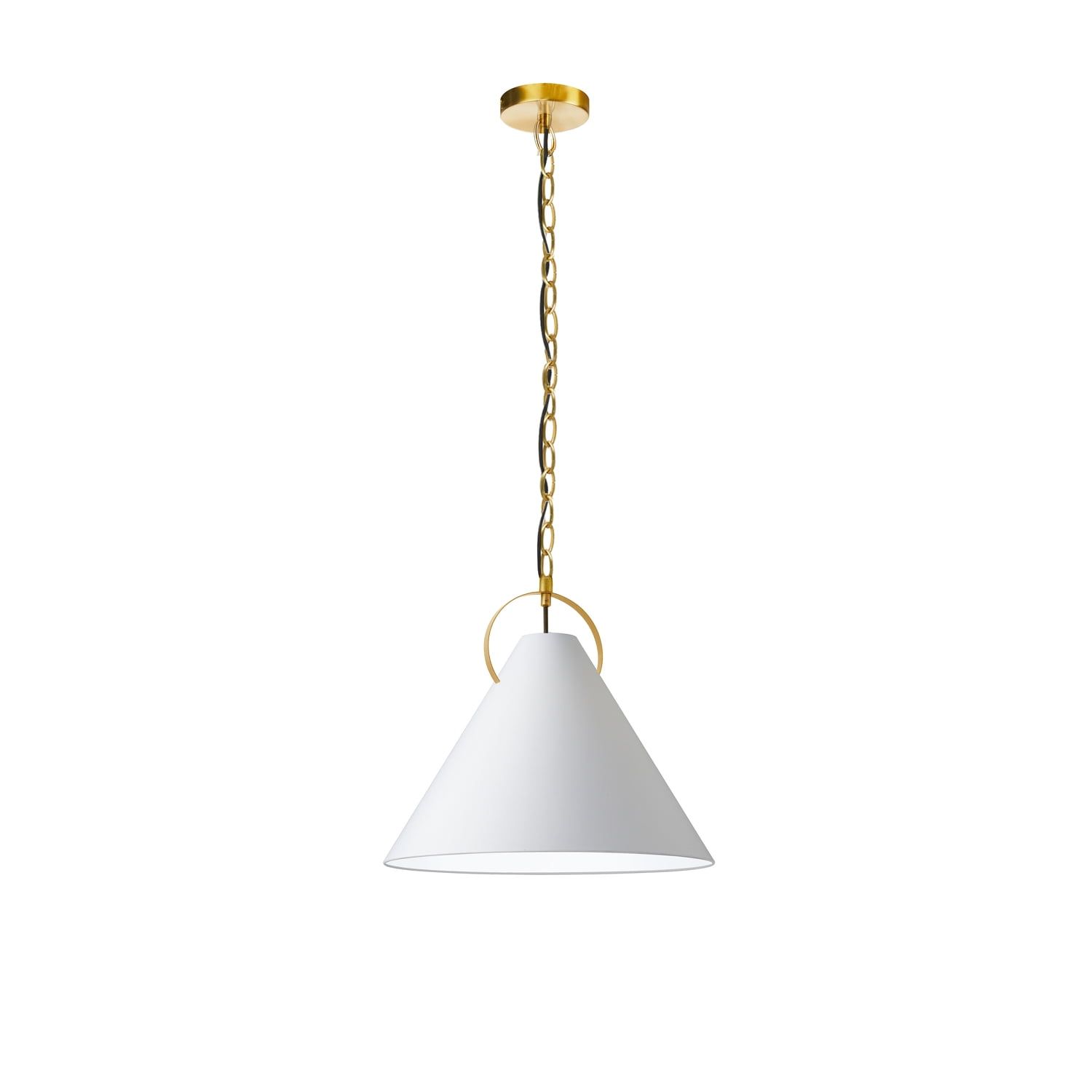 Aged Brass 16" Drum Pendant Light with White Shade