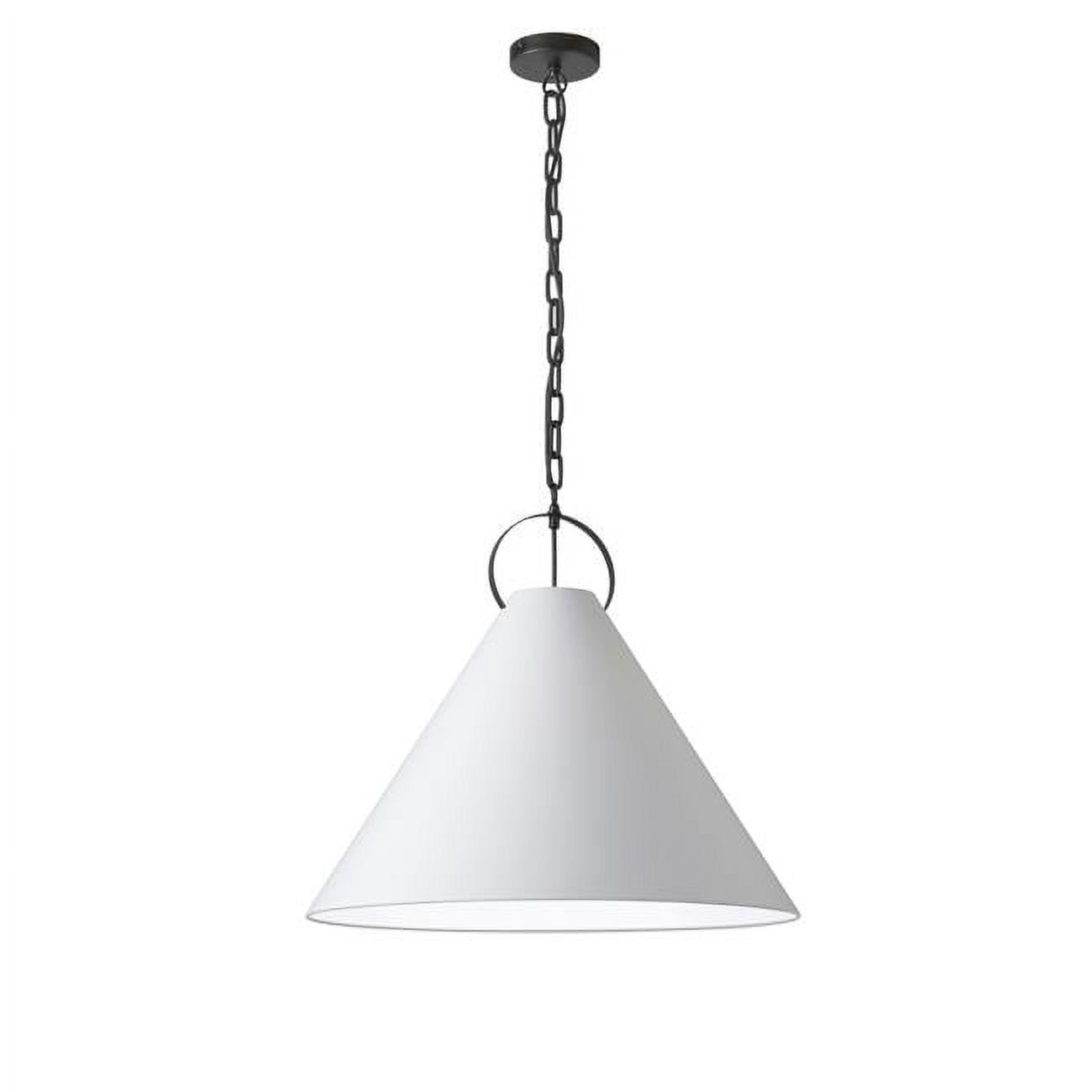 Matte Black 24" Pendant Light with White Shade