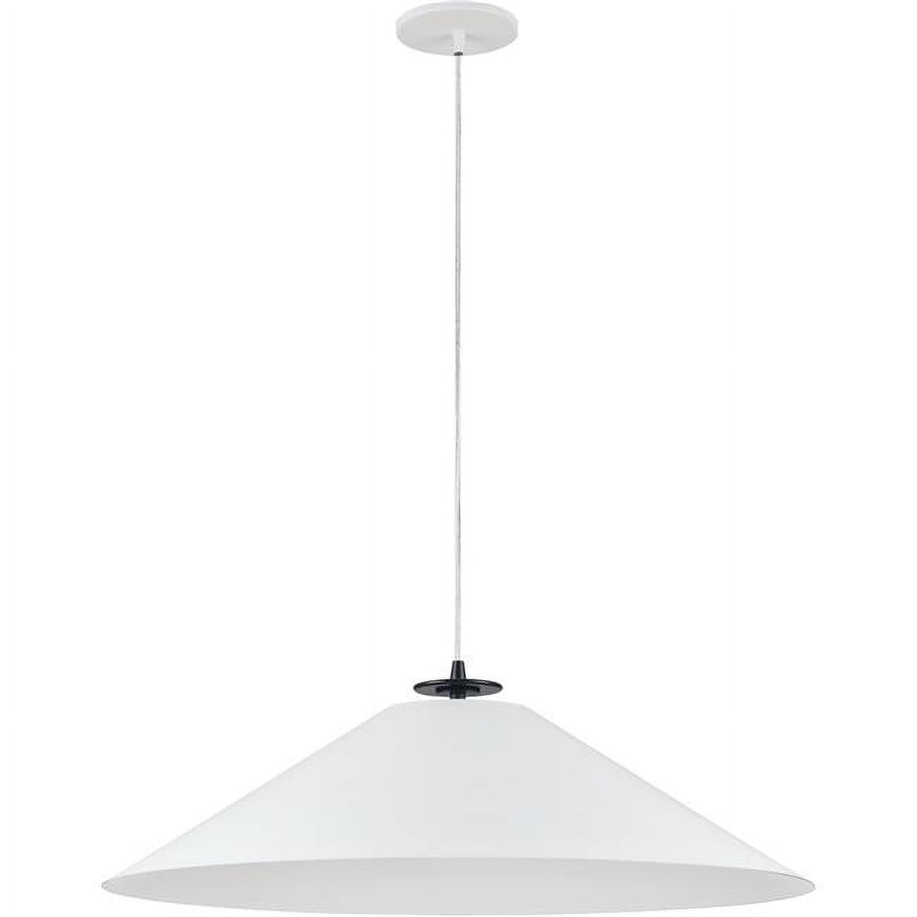 24" Matte Black and White Metal Drum Pendant Light