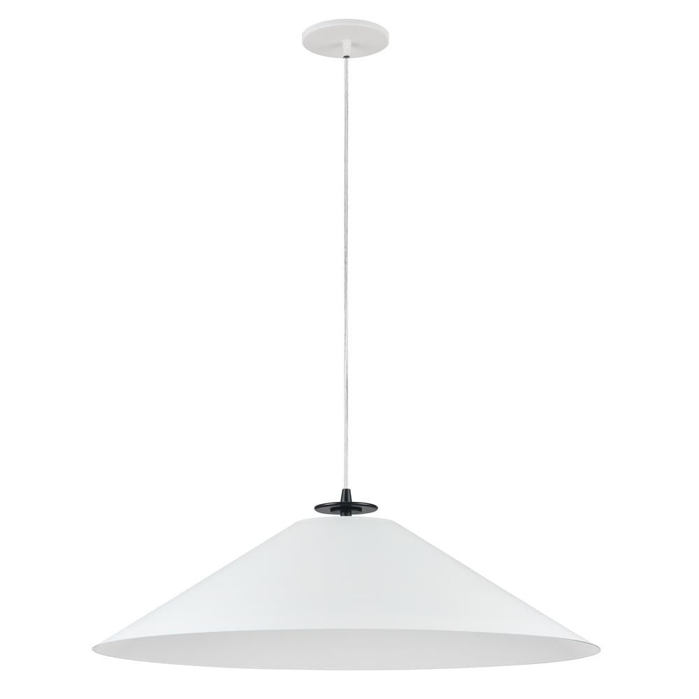 24" Matte Black and White Metal Drum Pendant Light