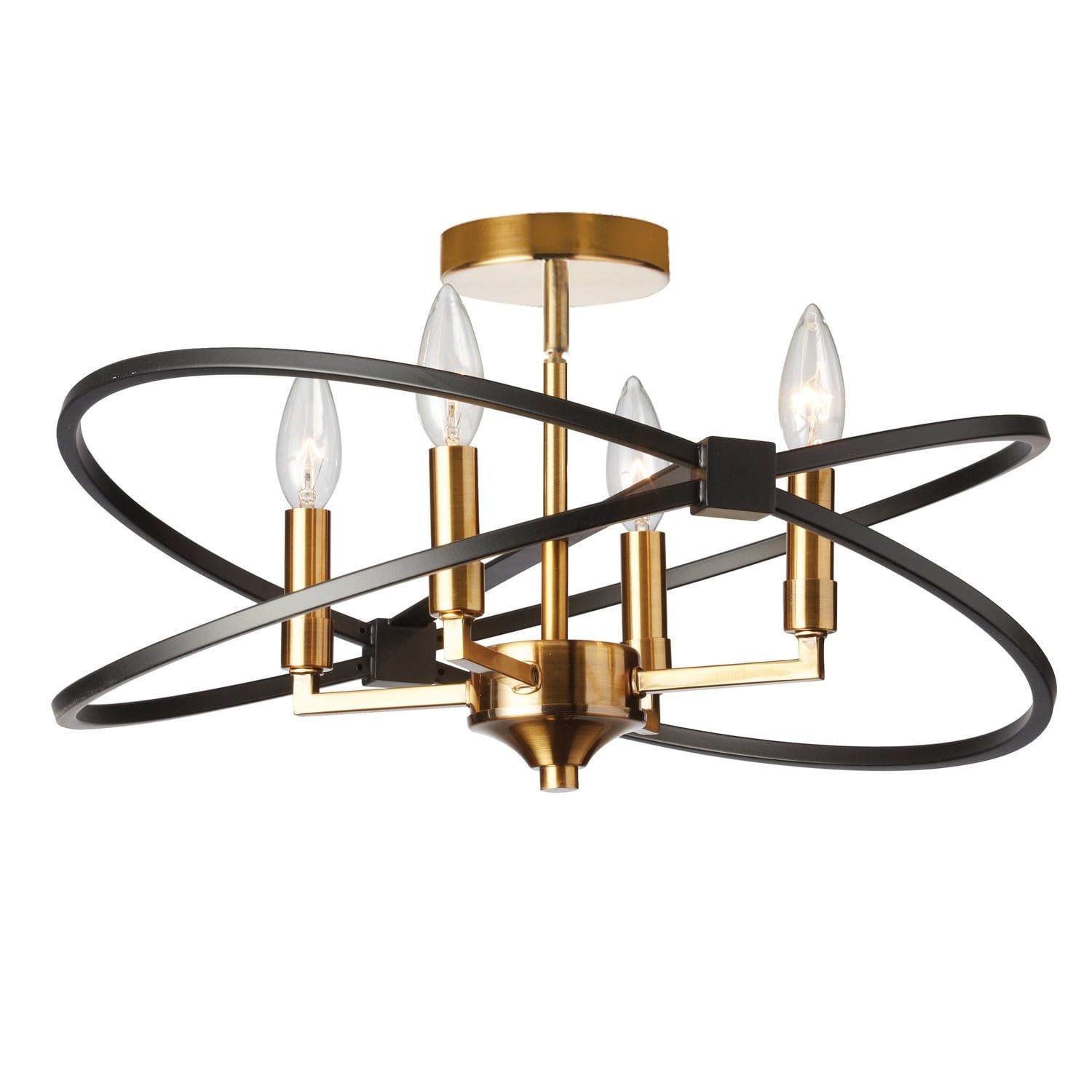 Paloma Vintage Bronze and Matte Black 4-Light Semi-Flush Ceiling Fixture