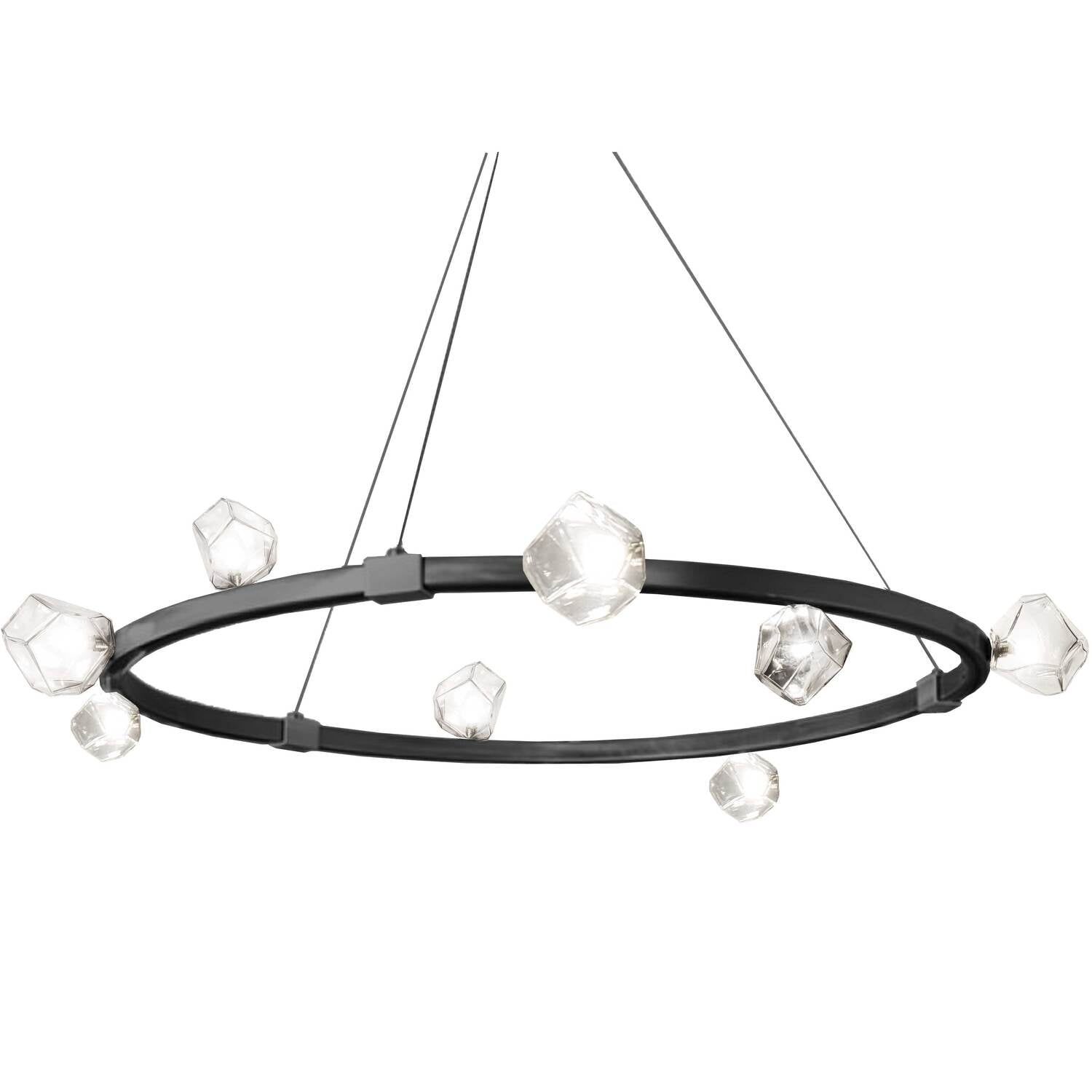 Matte Black and Crystal 42.5" Modern Circular Chandelier