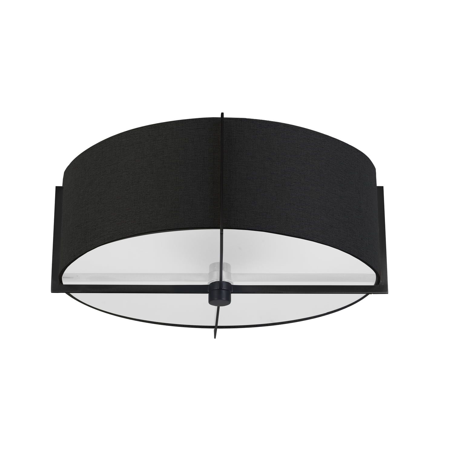 Matte Black and White Glass Drum Ceiling Light