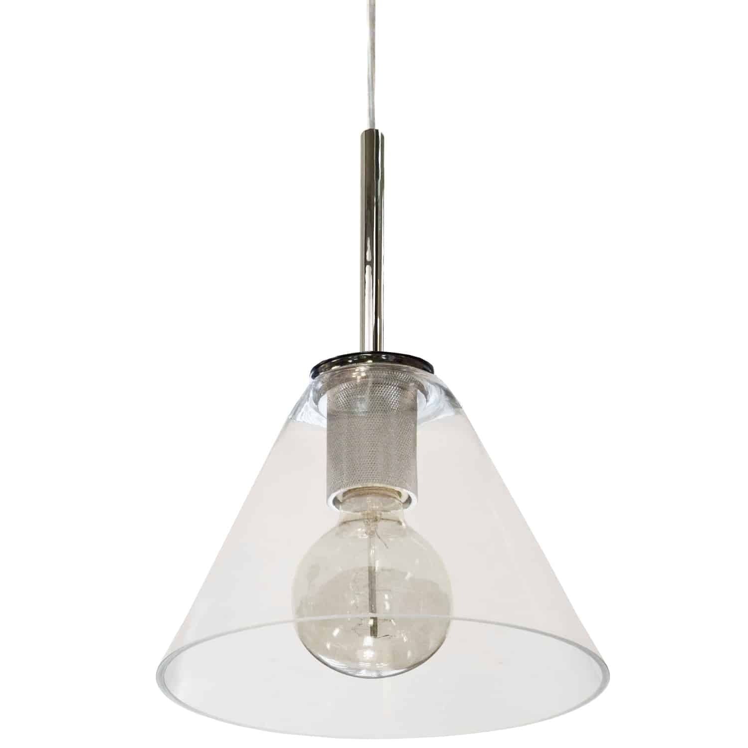 84" Chrome and Clear Glass Drum Pendant Light