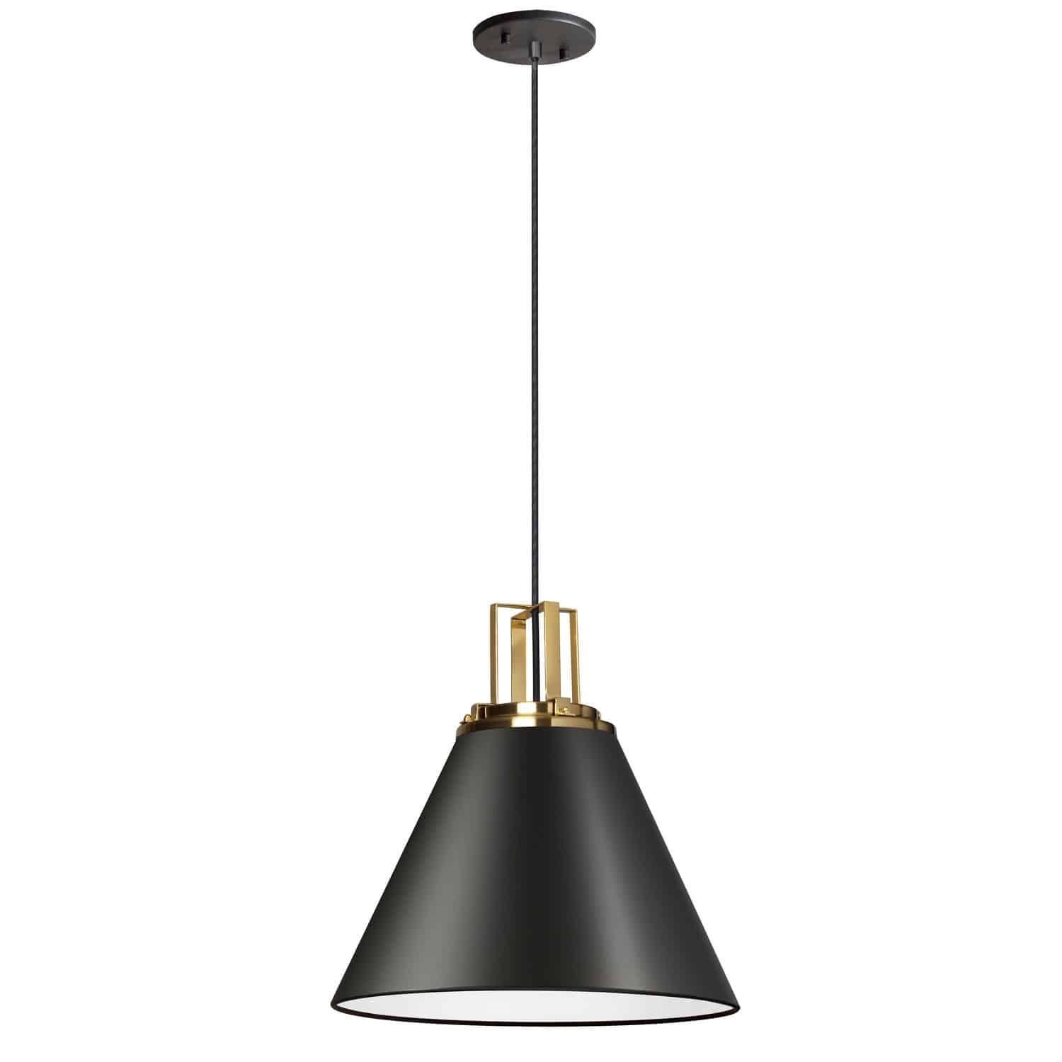 Sonus Matte Black & Aged Brass 14" Drum Pendant Light
