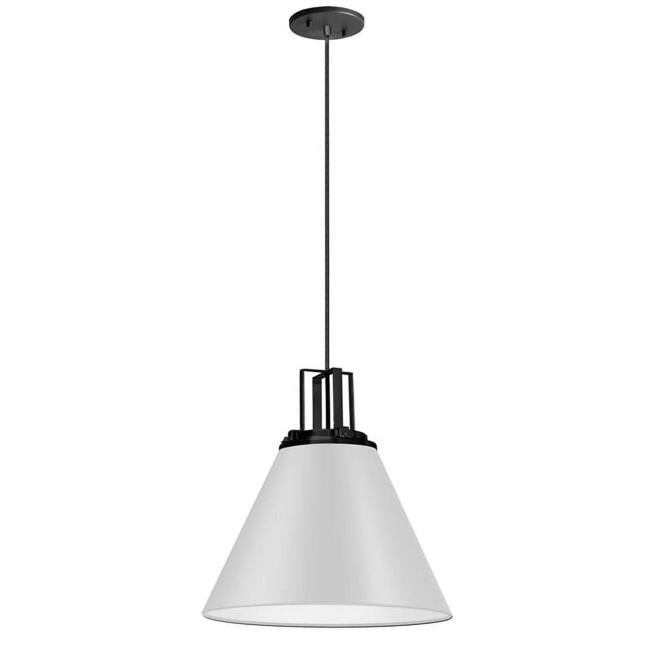 Matte Black and White Modern Drum Pendant Light, Indoor/Outdoor