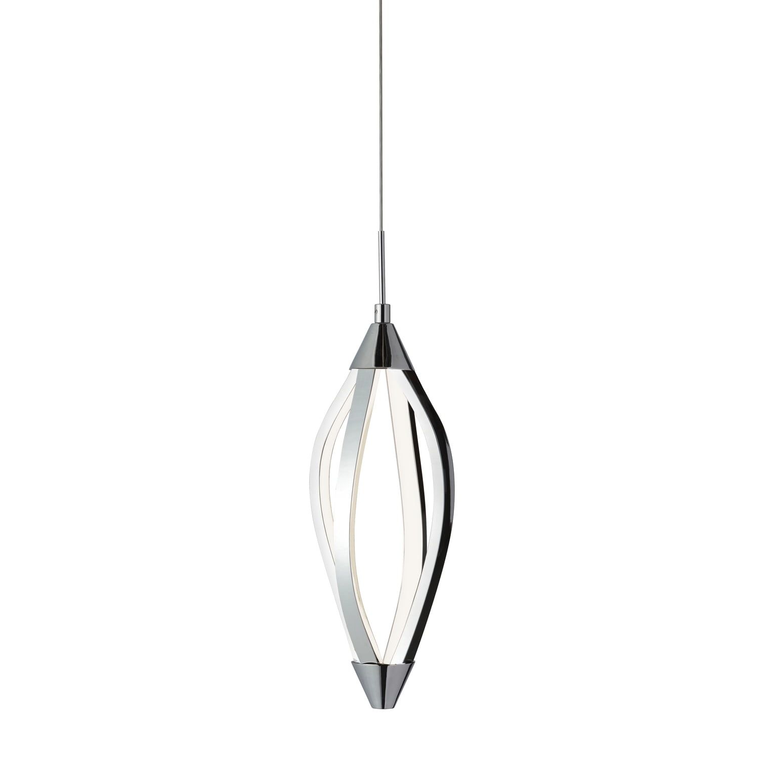 Selene 15" Chrome LED Pendant Light with Abstract Shade