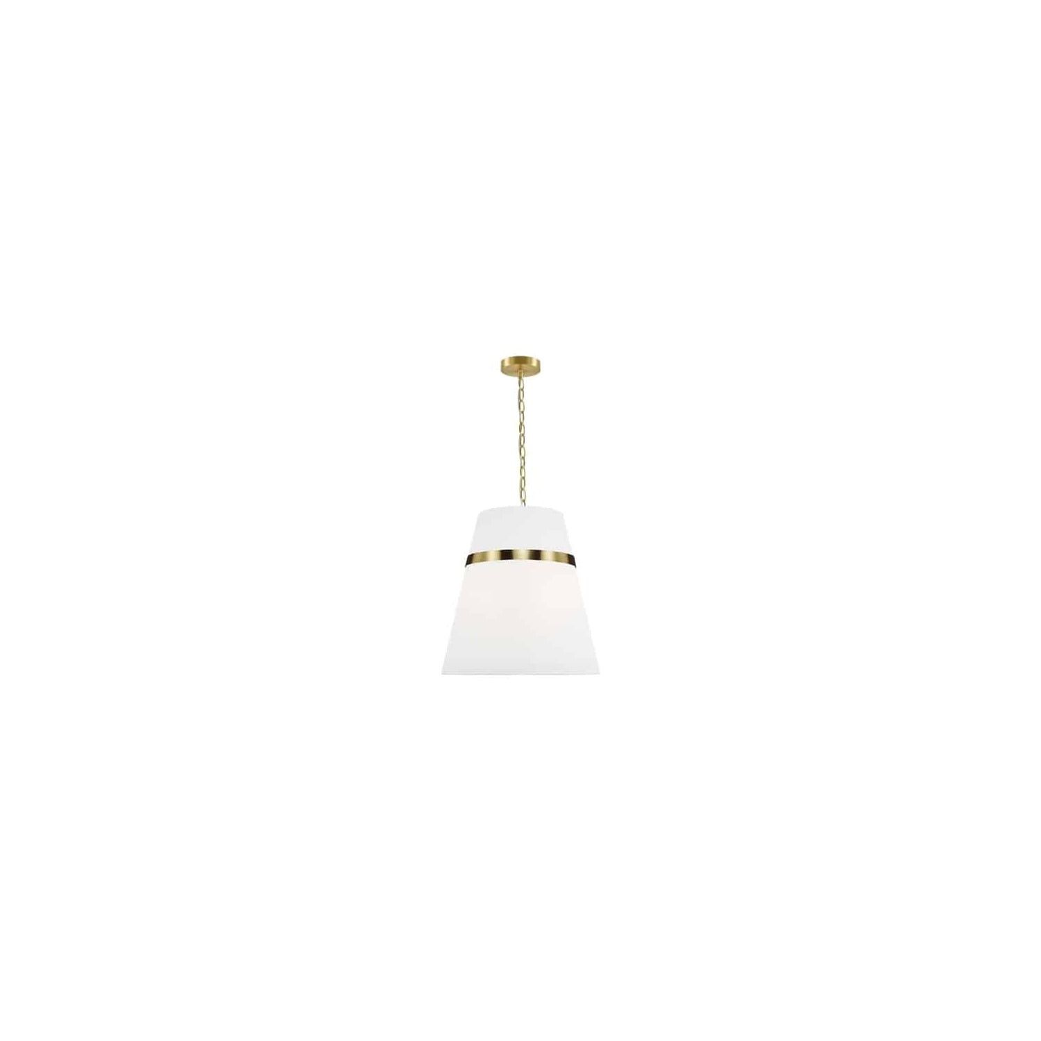 Aged Brass and White Empire Shade 3-Light Pendant