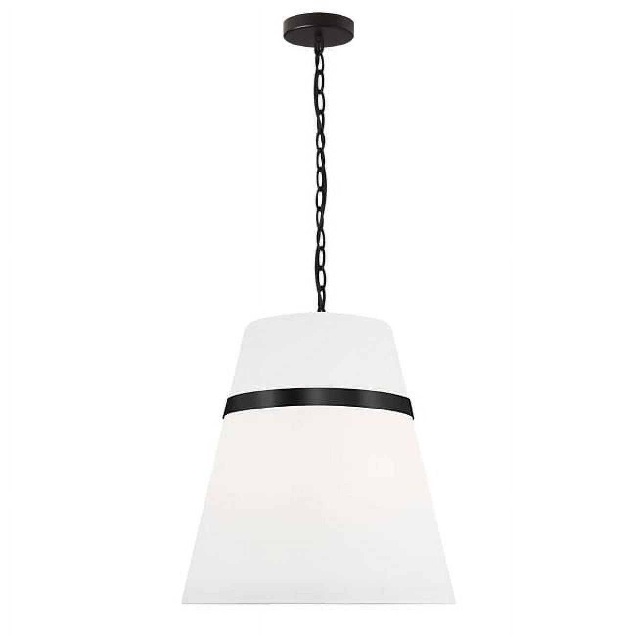 Symphony 18" Matte Black & White Drum Pendant Light