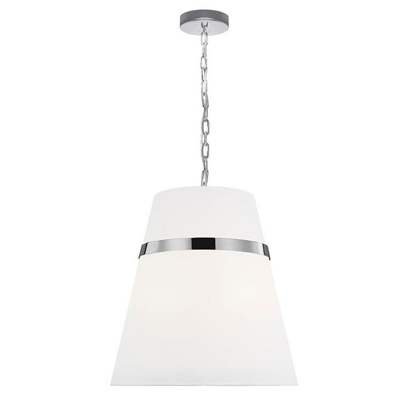 Modern Black and White Drum Pendant Light with Chrome Finish