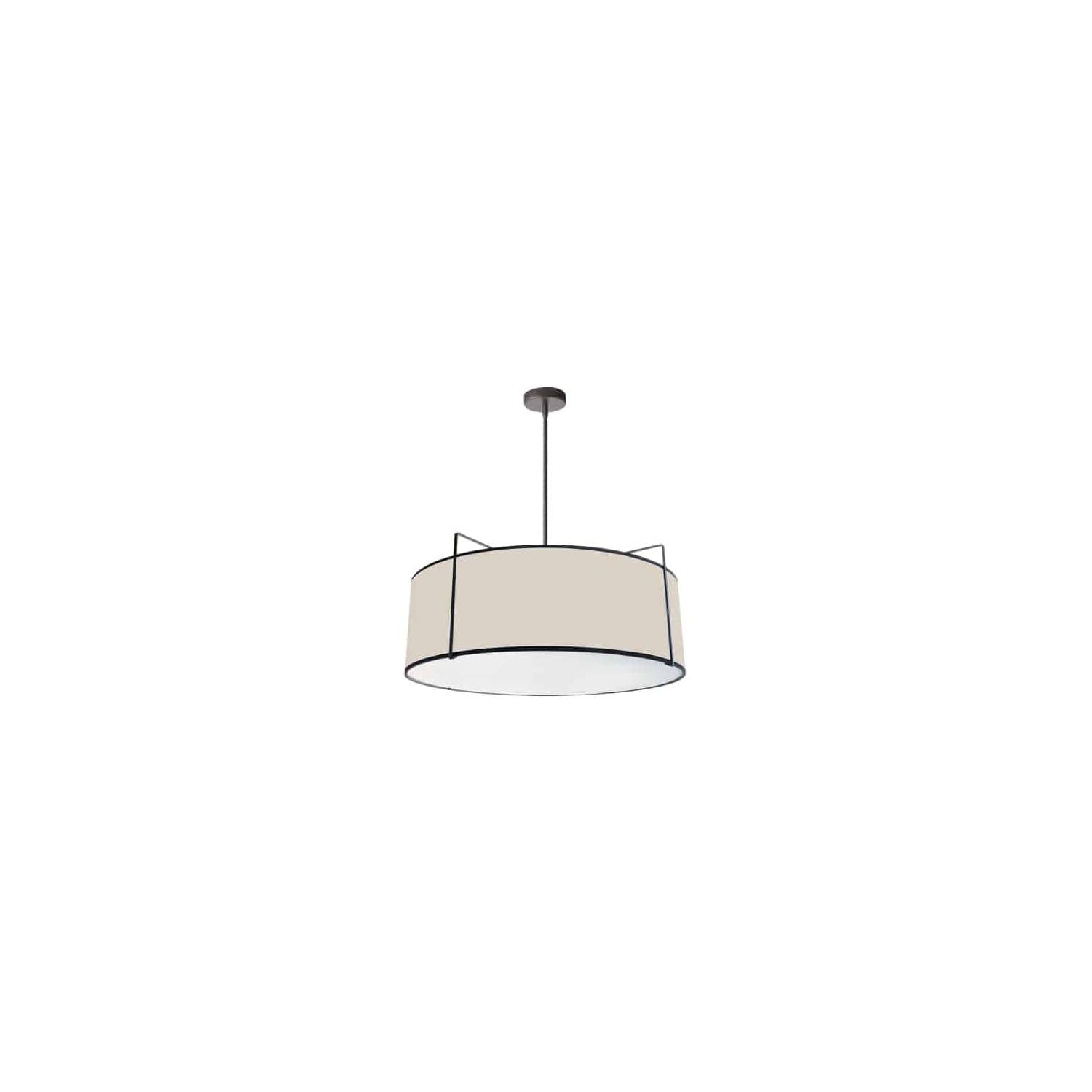 Modern Black Drum Pendant Light with White Shade