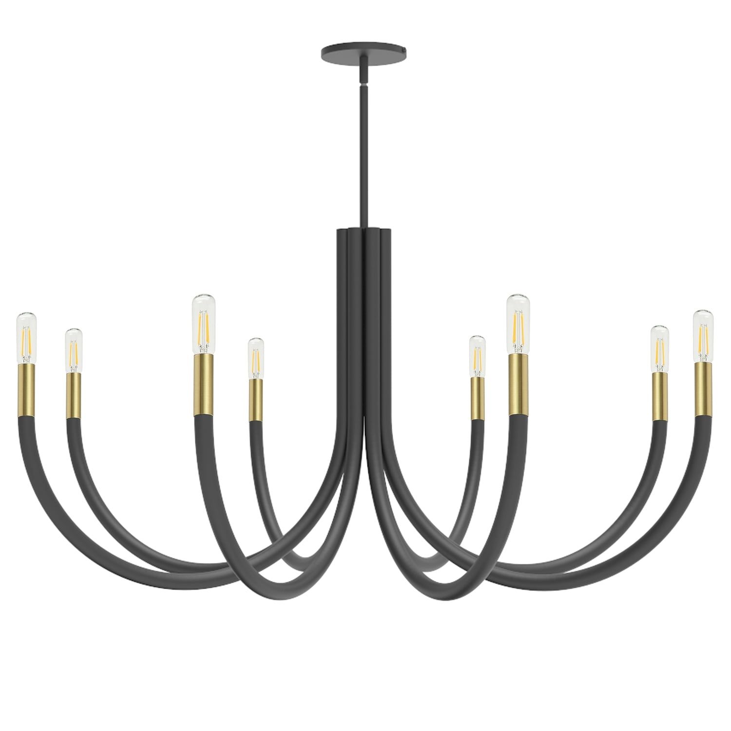 Elegant 38" Matte Black Modern Chandelier with 8 Candlestick Lights