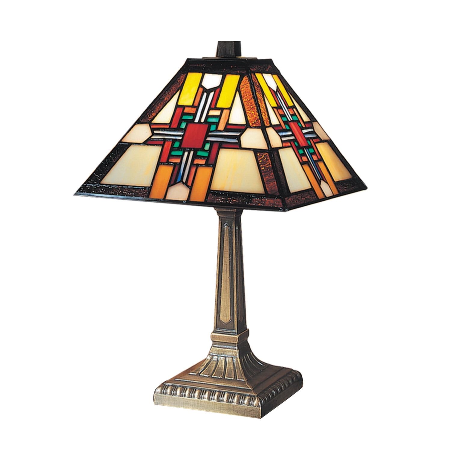 Antique Bronze Stained Glass Table Lamp with Art Shade