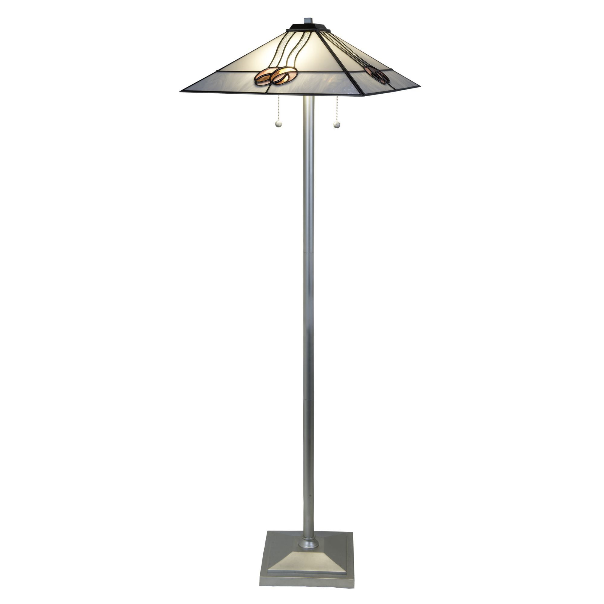 Mack Rose Silver Stained Glass Floor Lamp