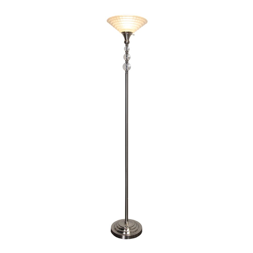 Alaris Orb 72" Stained Glass Polished Nickel Torchiere Floor Lamp