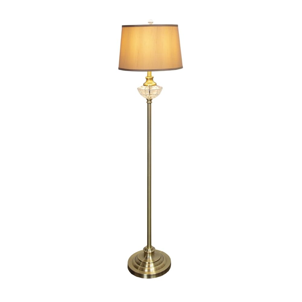 Golden Antique Brass Crystal Floor Lamp with Empire Shade