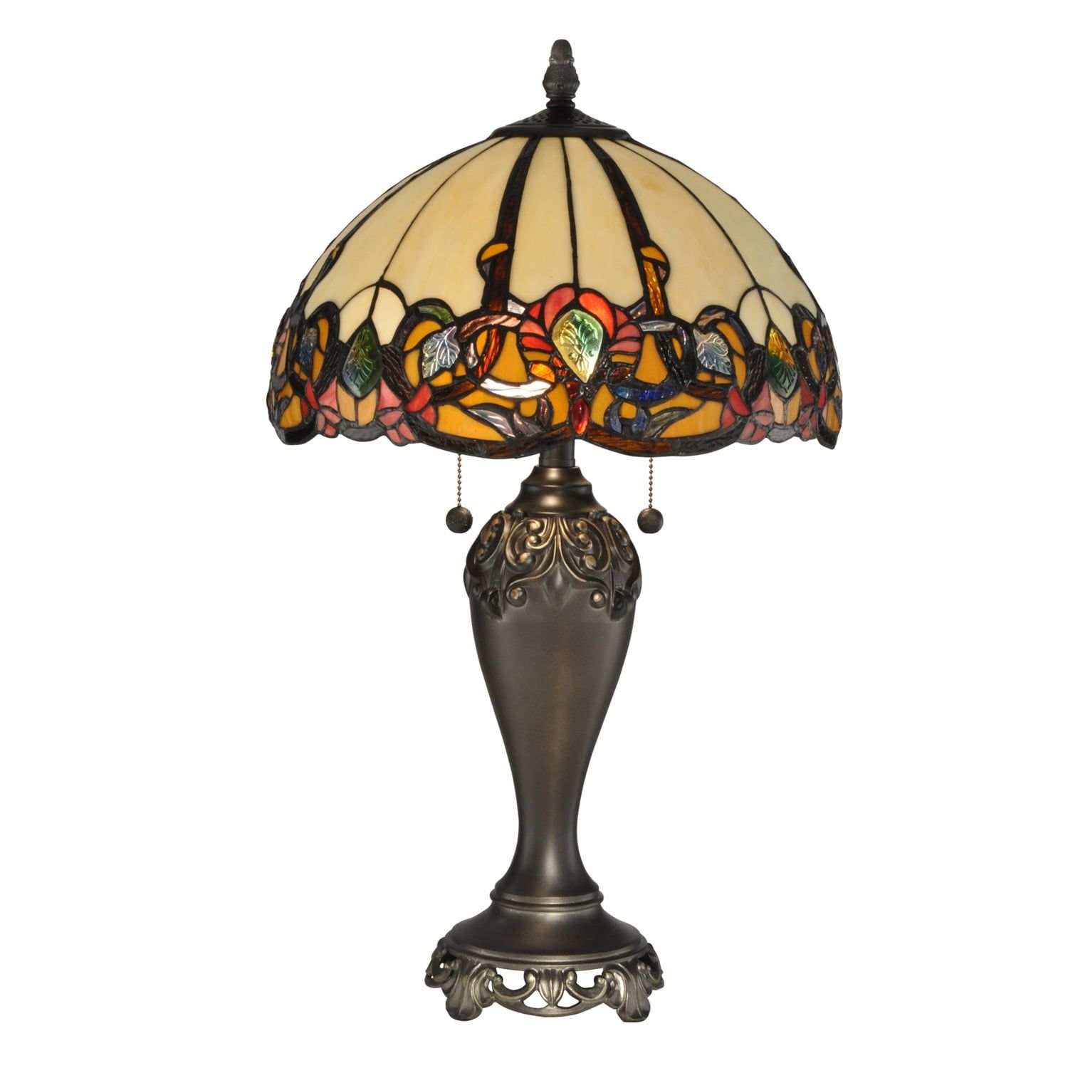 Antique Bronze Stained Glass Table Lamp