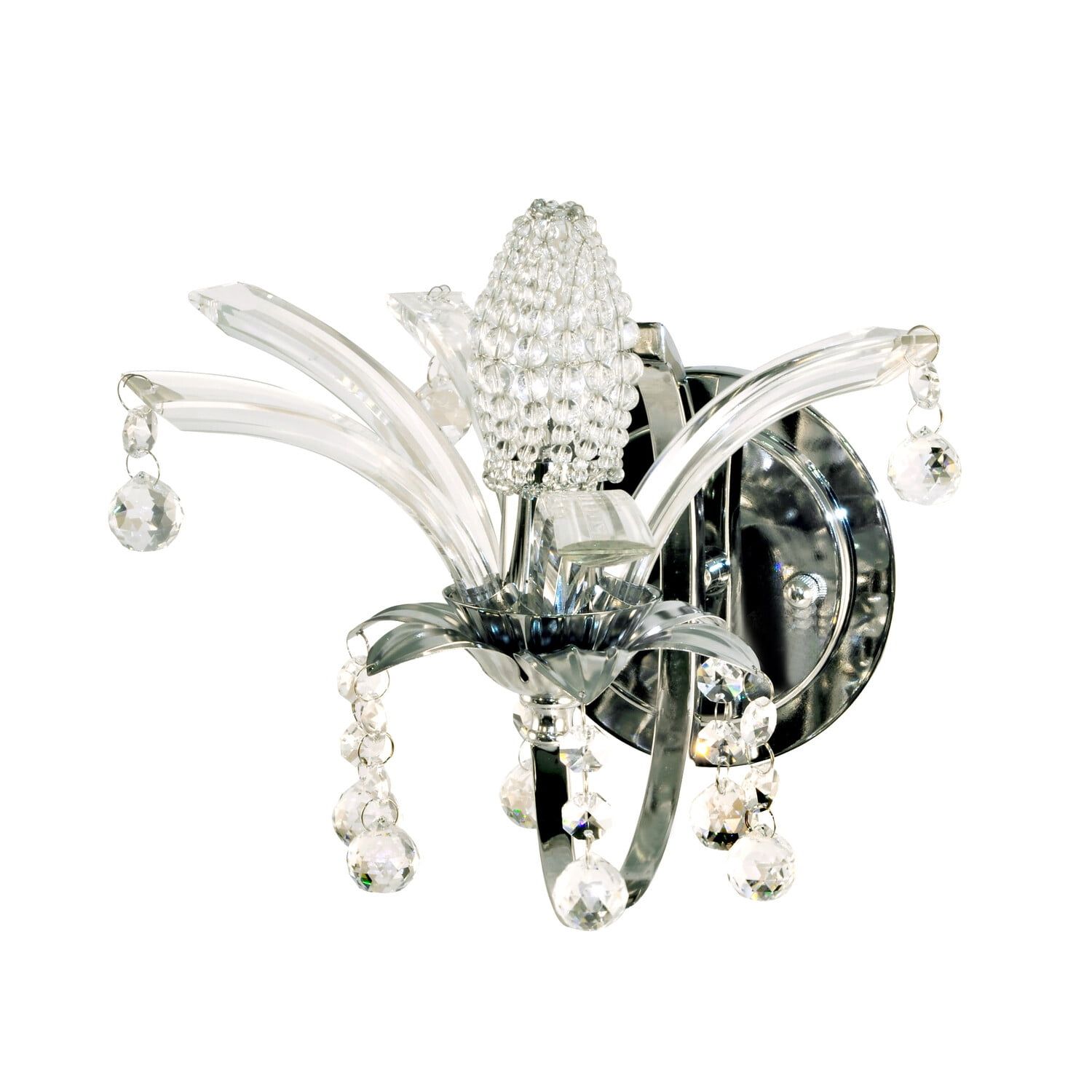 Crystal Blossom Chrome Wall Sconce with Clear Accents