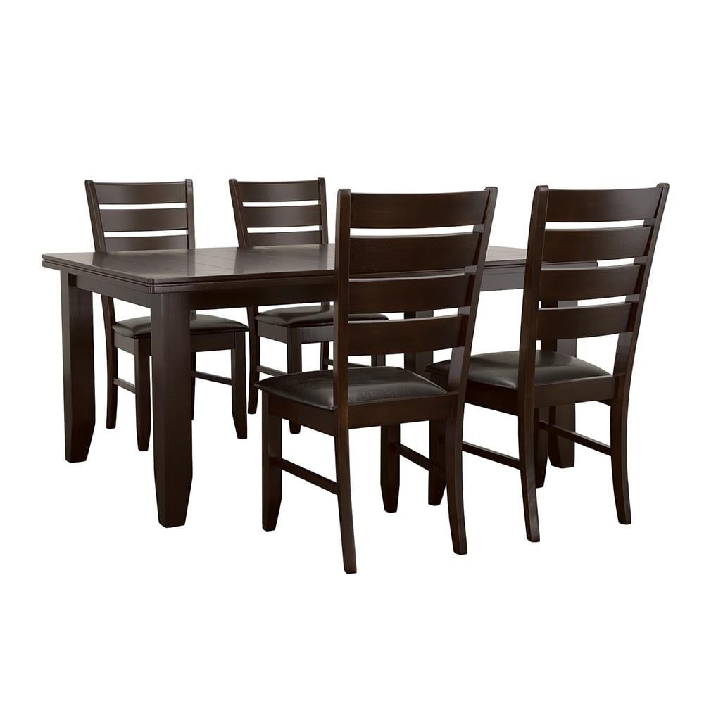 Cappuccino and Black 5-Piece Dining Set with Faux Leather Upholstery