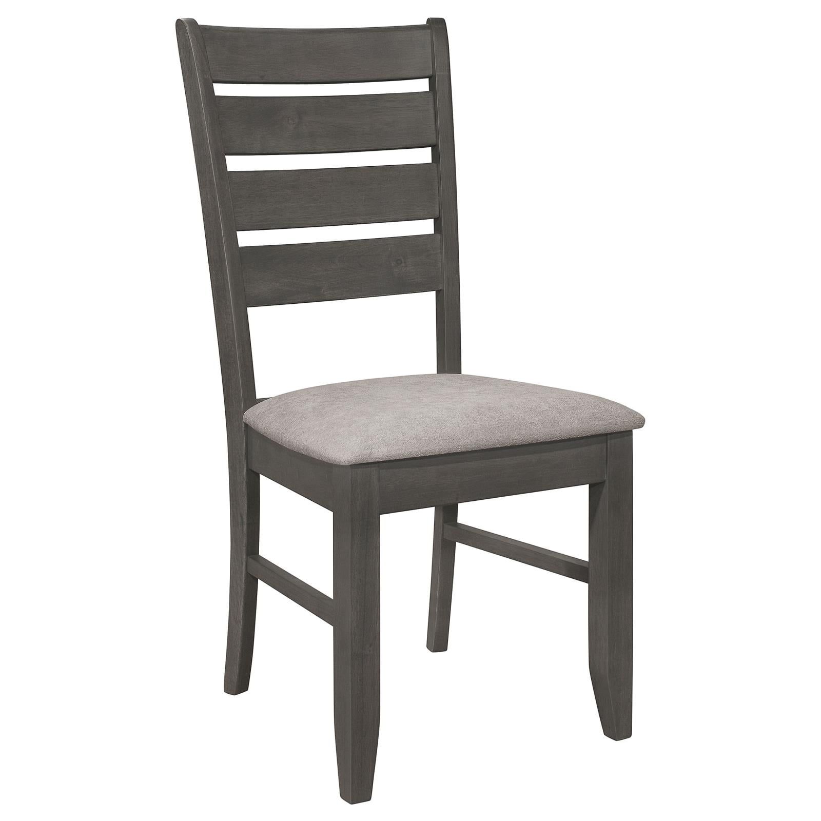 Dark Gray Upholstered Ladderback Wood Side Chair Set