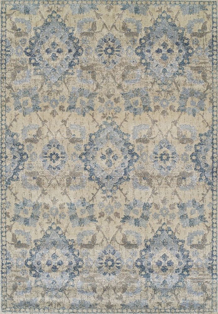 Antigua Linen Floral Motif Rectangular Area Rug