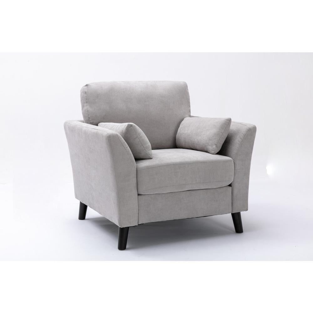 Elegant Light Gray Velvet and Linen Accent Chair