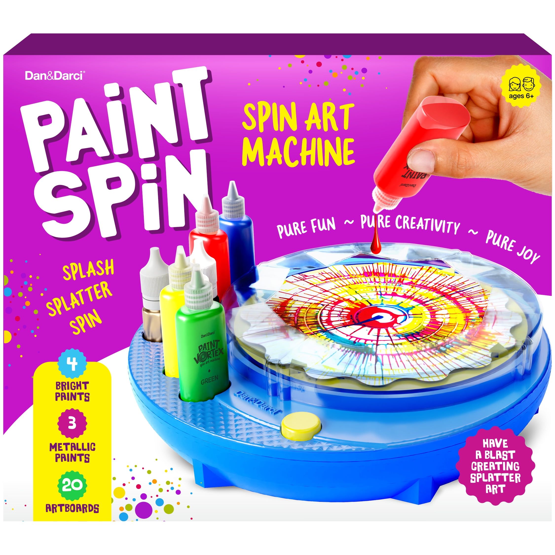 Kids Spin Art Machine Kit with Metallic Paints and Artboards