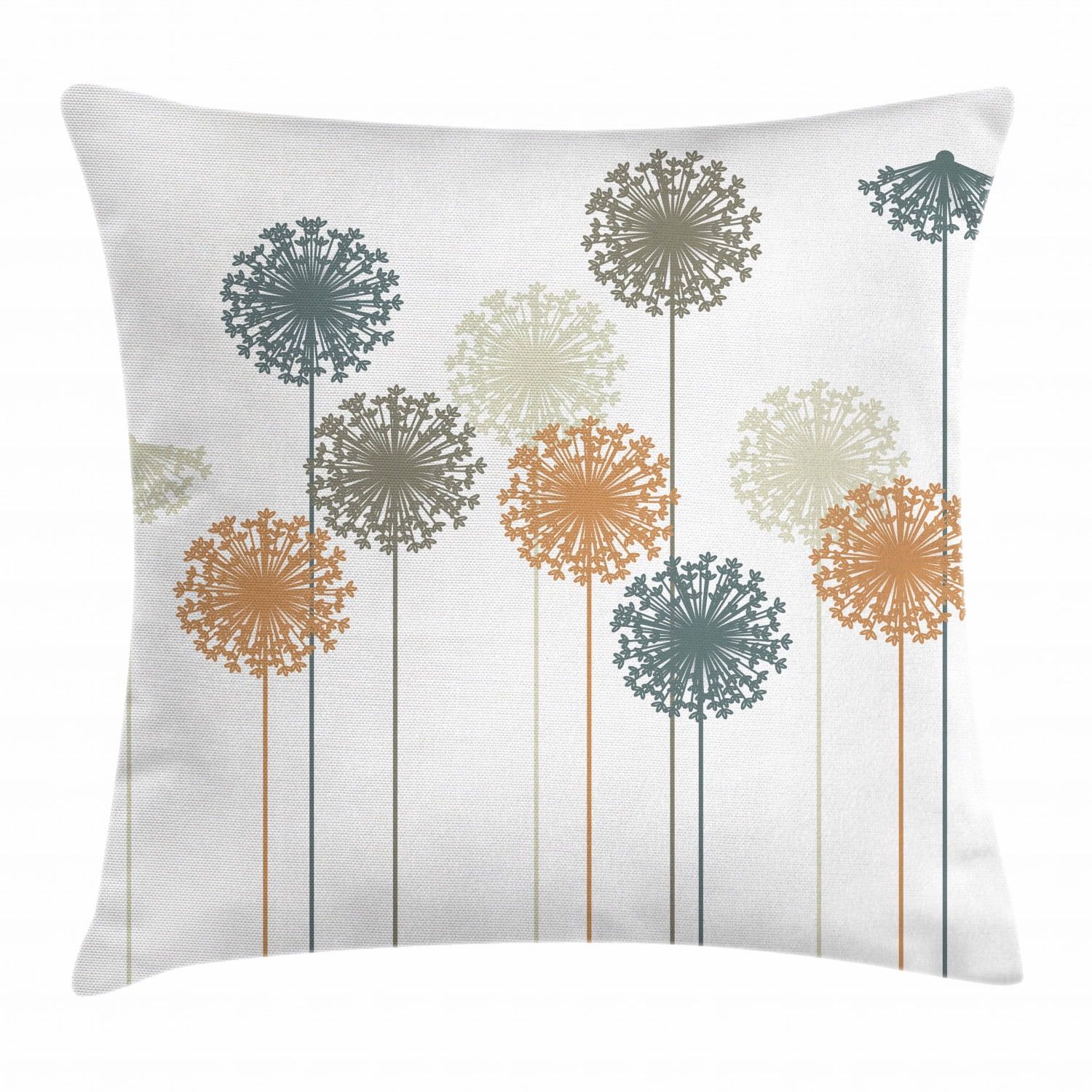 Multicolor Abstract Dandelion Polyester Square Throw Pillow