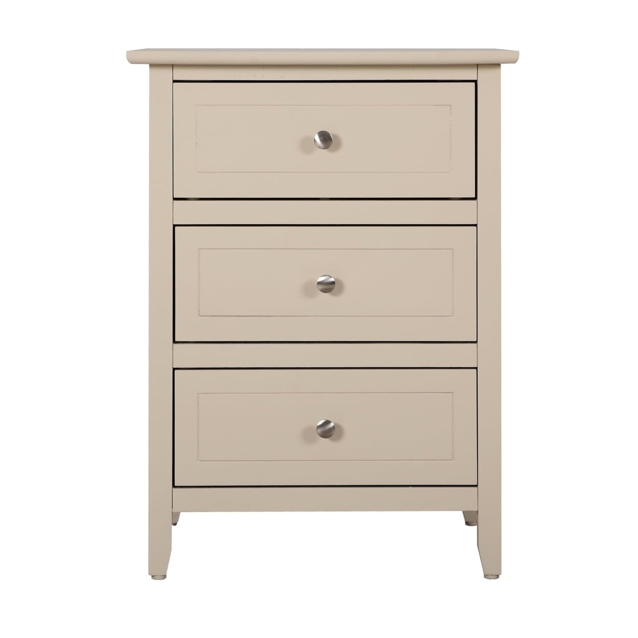 Daniel Beige 3-Drawer Solid Wood Nightstand