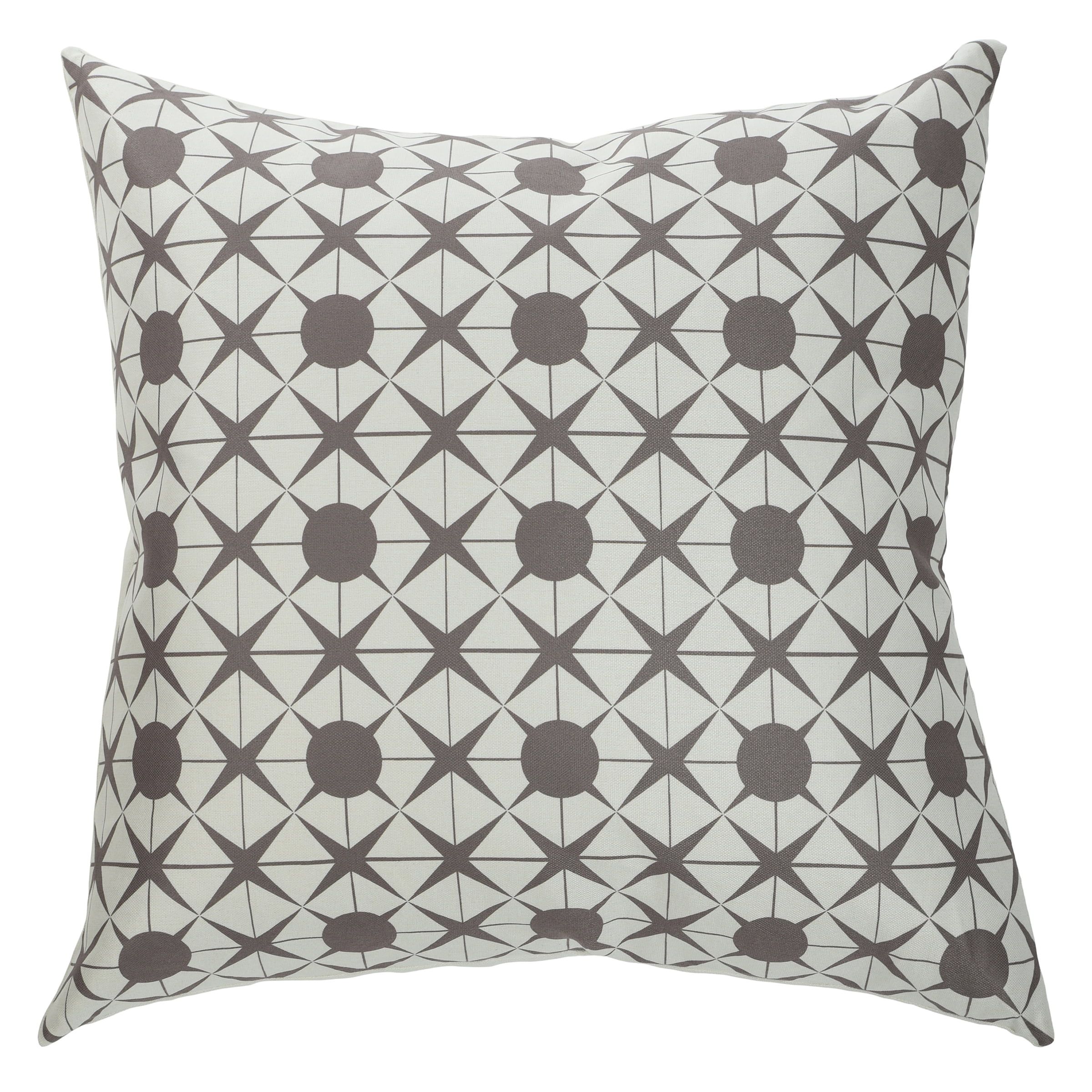 Geometric Gray and White Linen Square Cushion