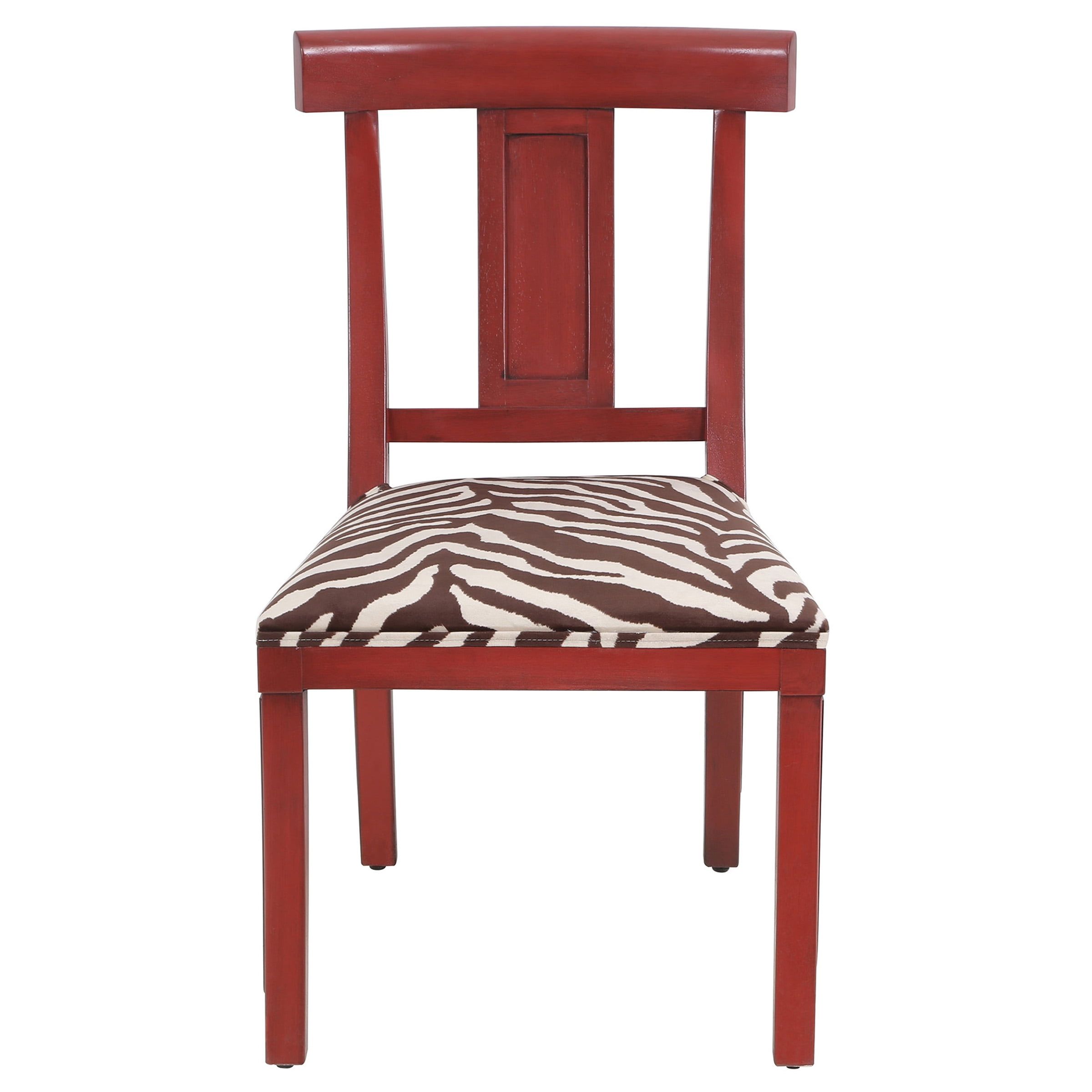 Cherry Wood Ladderback Side Chair with Zebra Upholstered Seat