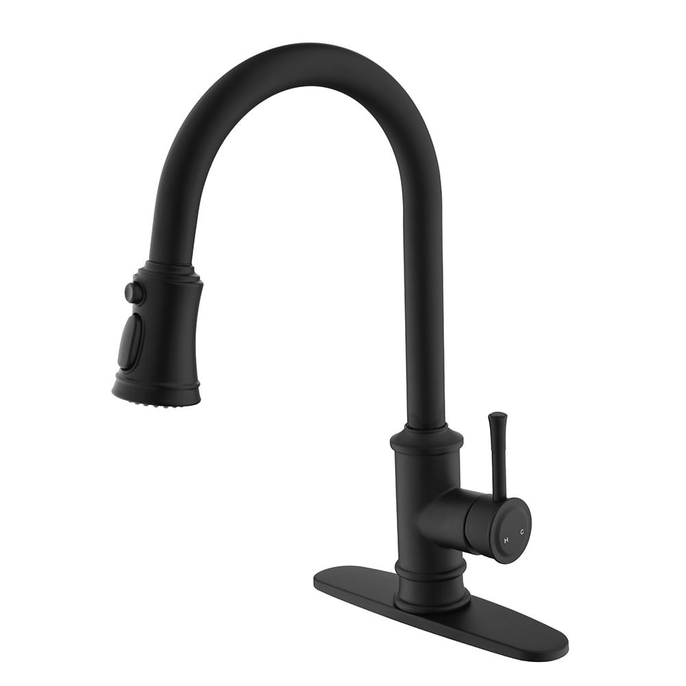 Matte Black Stainless Steel Pull-Down Kitchen Faucet with Spray