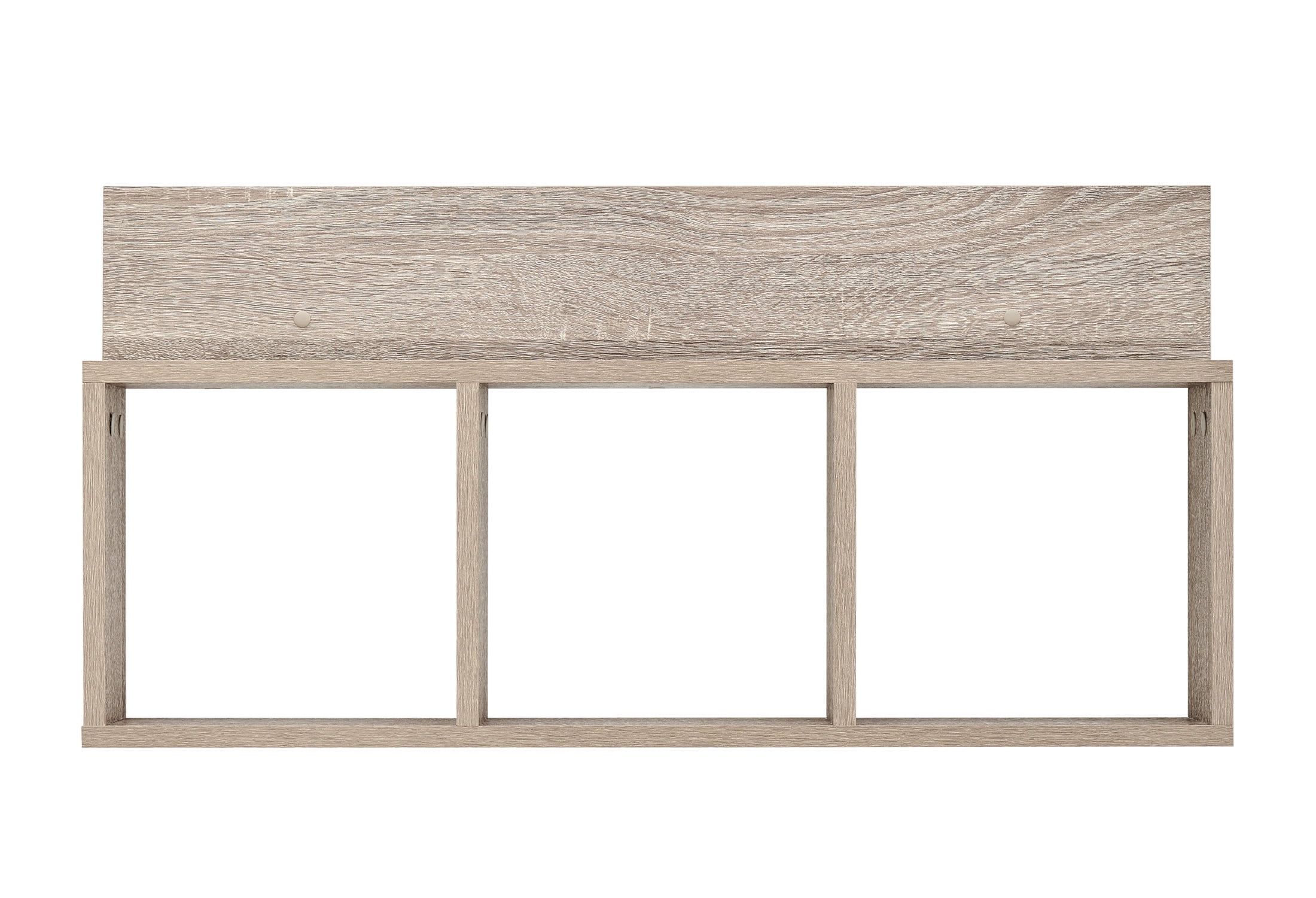 Weathered Oak 3-Cube Floating Wall Shelf with Display Ledge