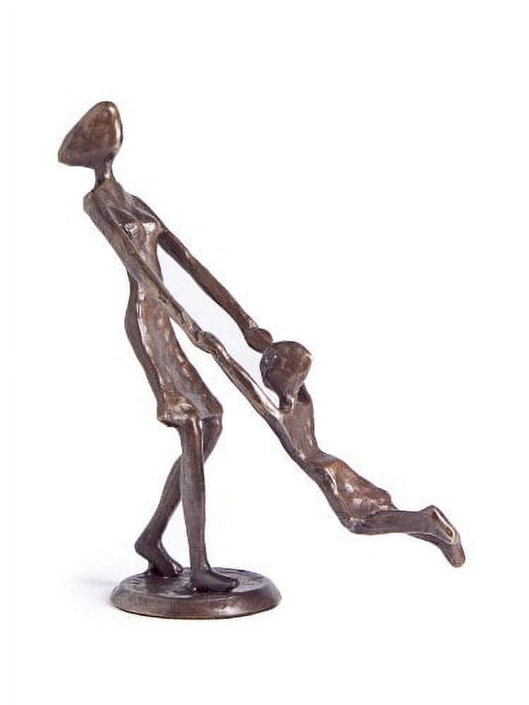 Bronze Mother Swinging Child Sculpture Figurine