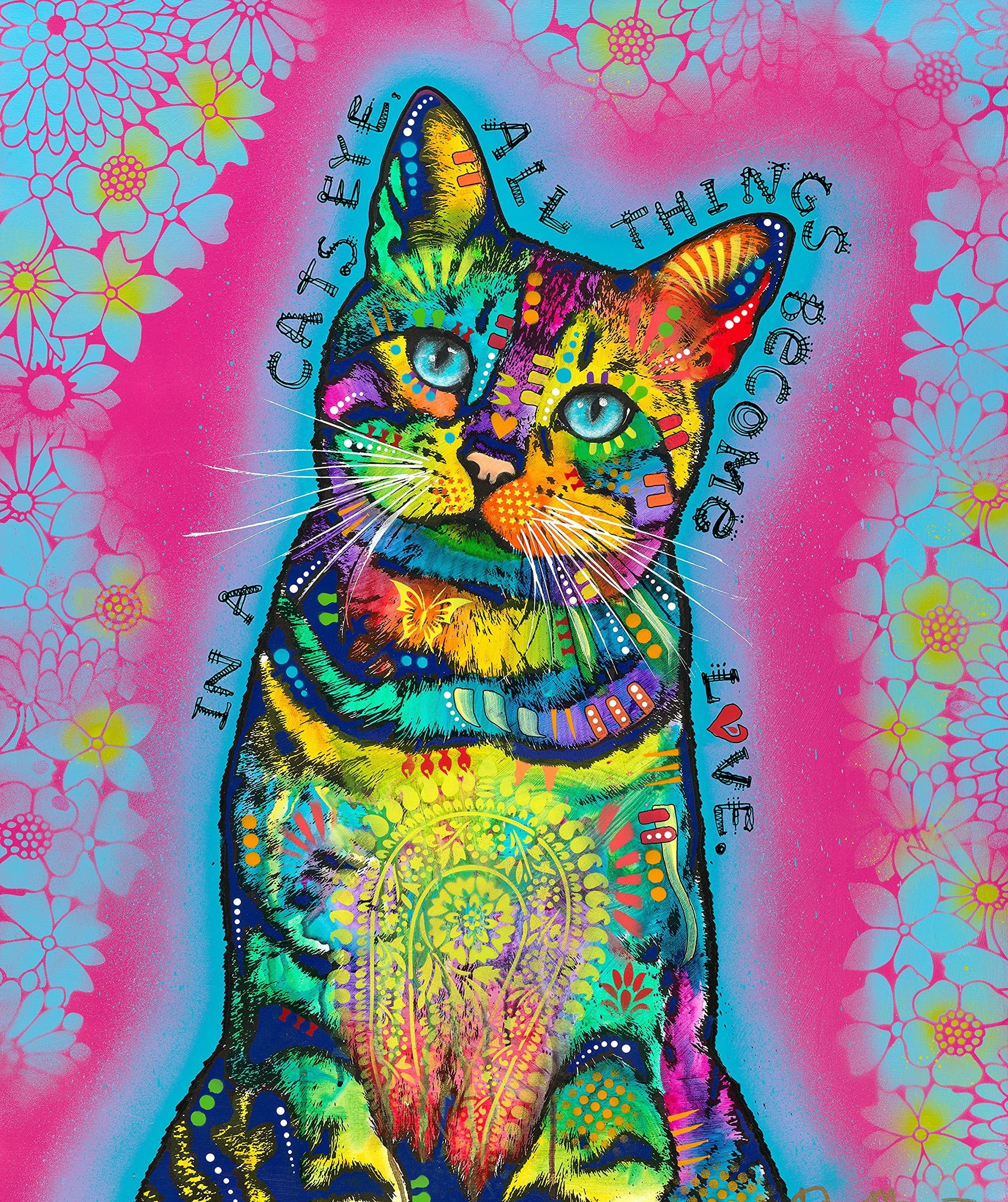 Dean Russo Colorful Cat Fleece Throw Blanket for Pets and Kids