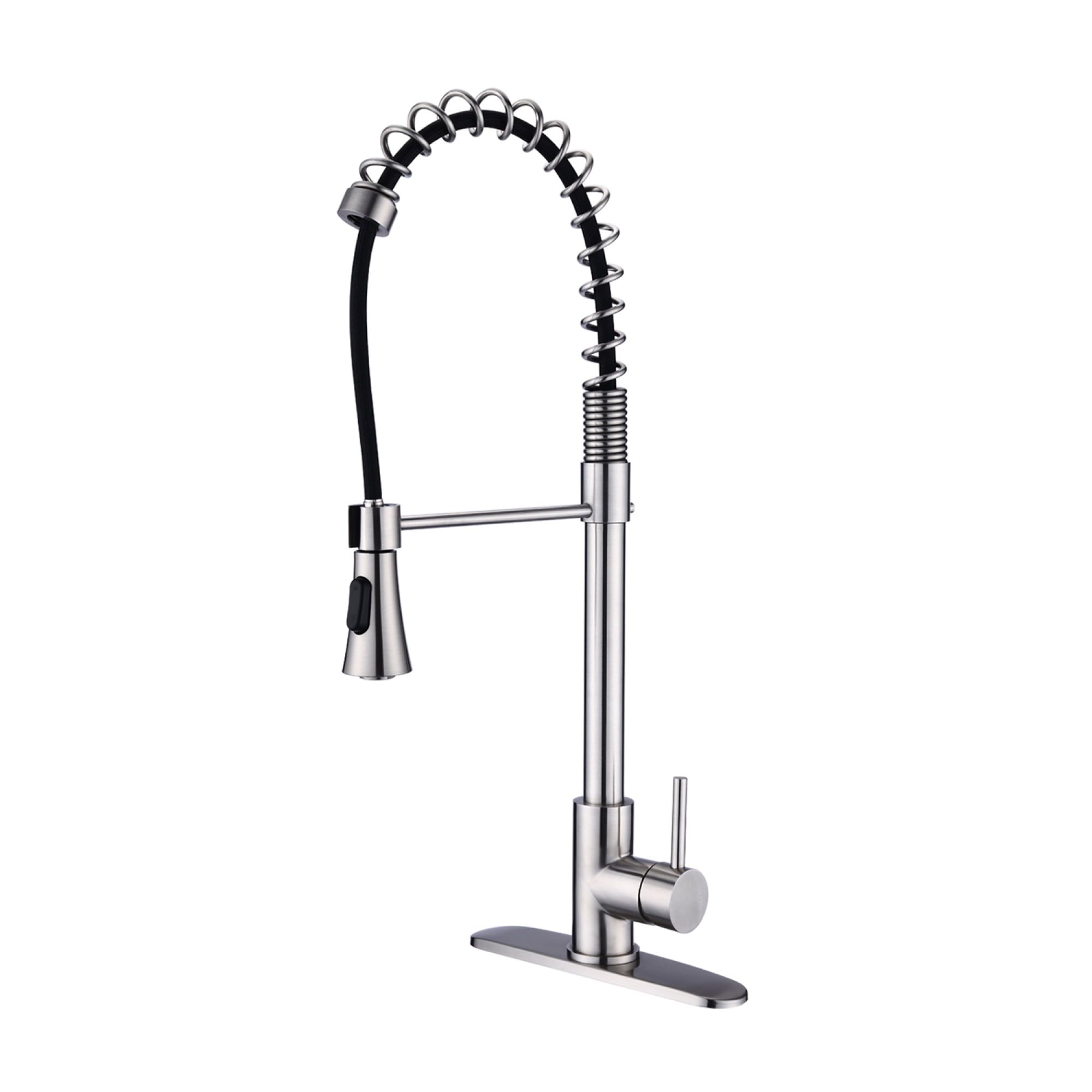 Brushed Nickel Single Handle Spring High Arc Kitchen Faucet