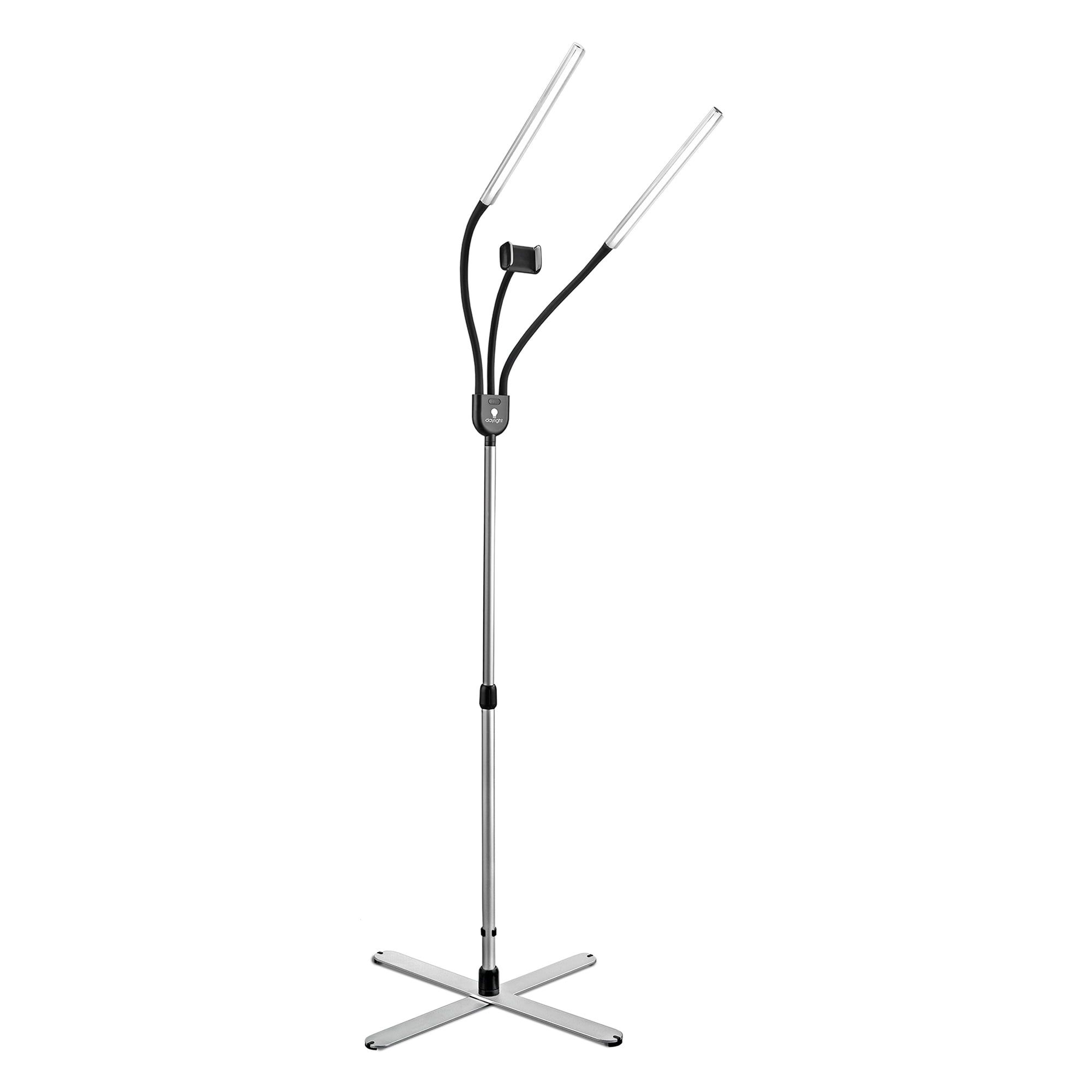 Silver Adjustable LED Floor Lamp with Gooseneck Arms