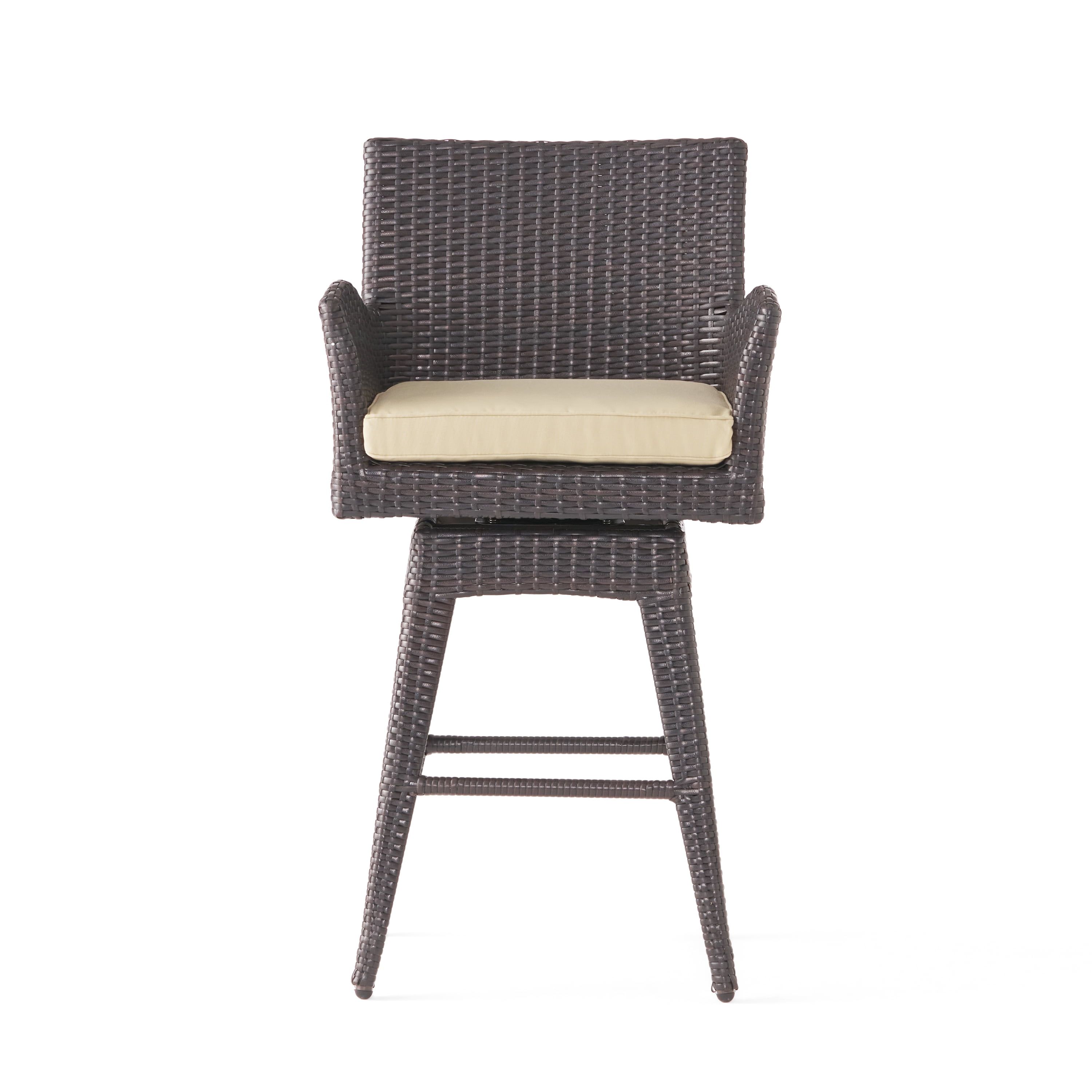 Braxton Multi Brown Wicker Swivel Bar Height Armchair