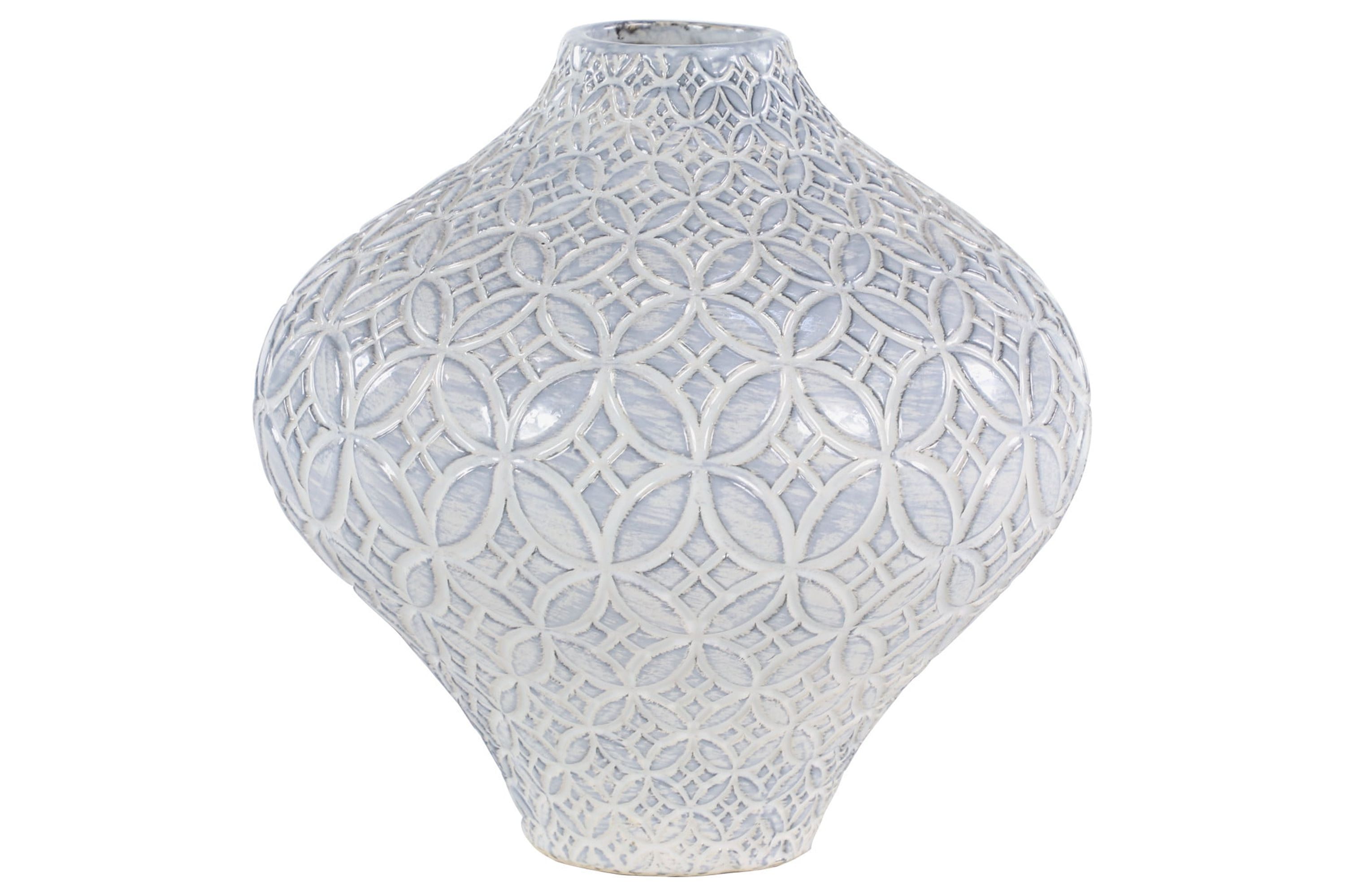 White and Light Blue Porcelain Bud Vase