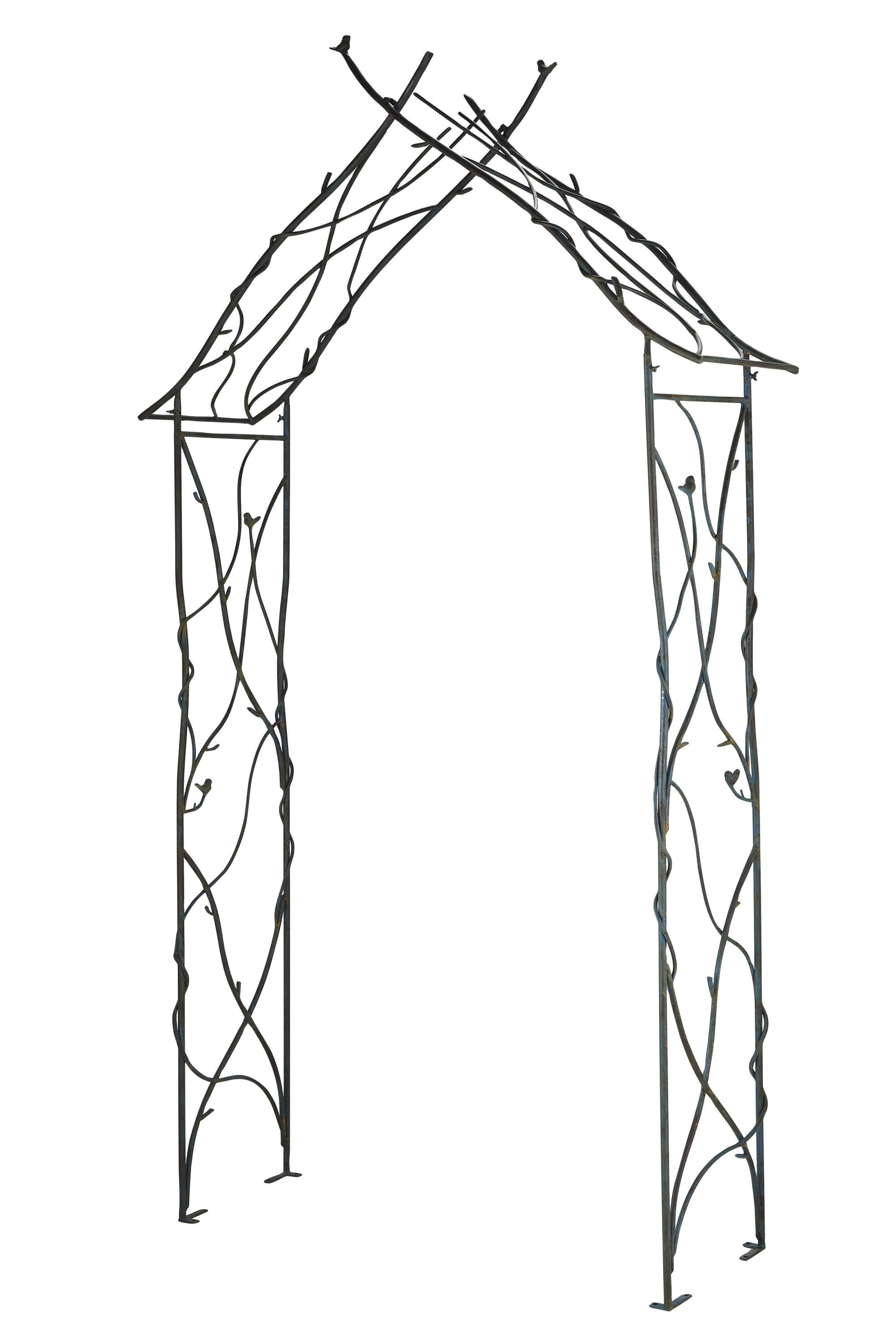 Black Metal Arched Garden Arbor with Sculpted Branches