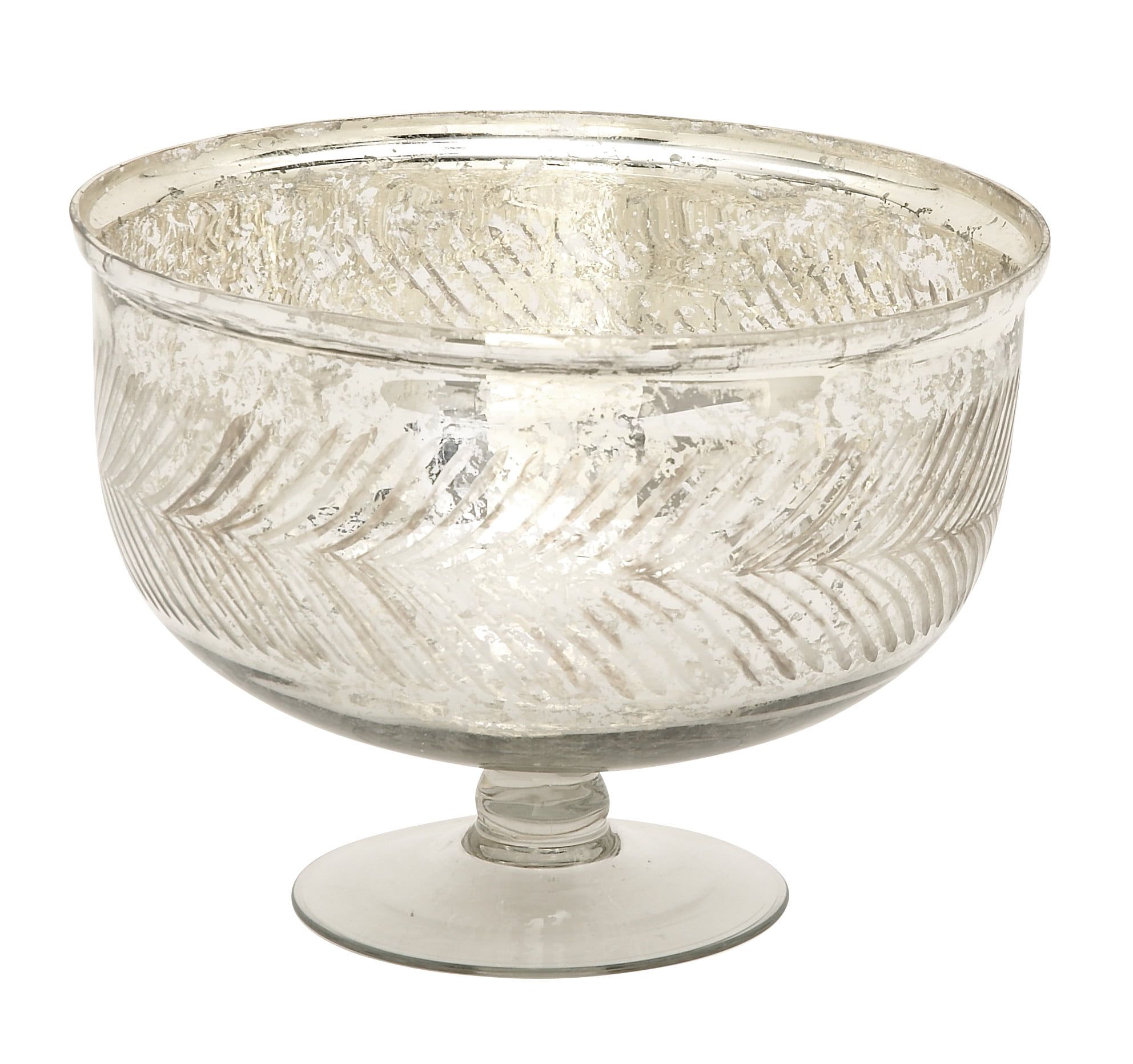 Handcrafted Silvered Glass Decorative Bowl with Stand