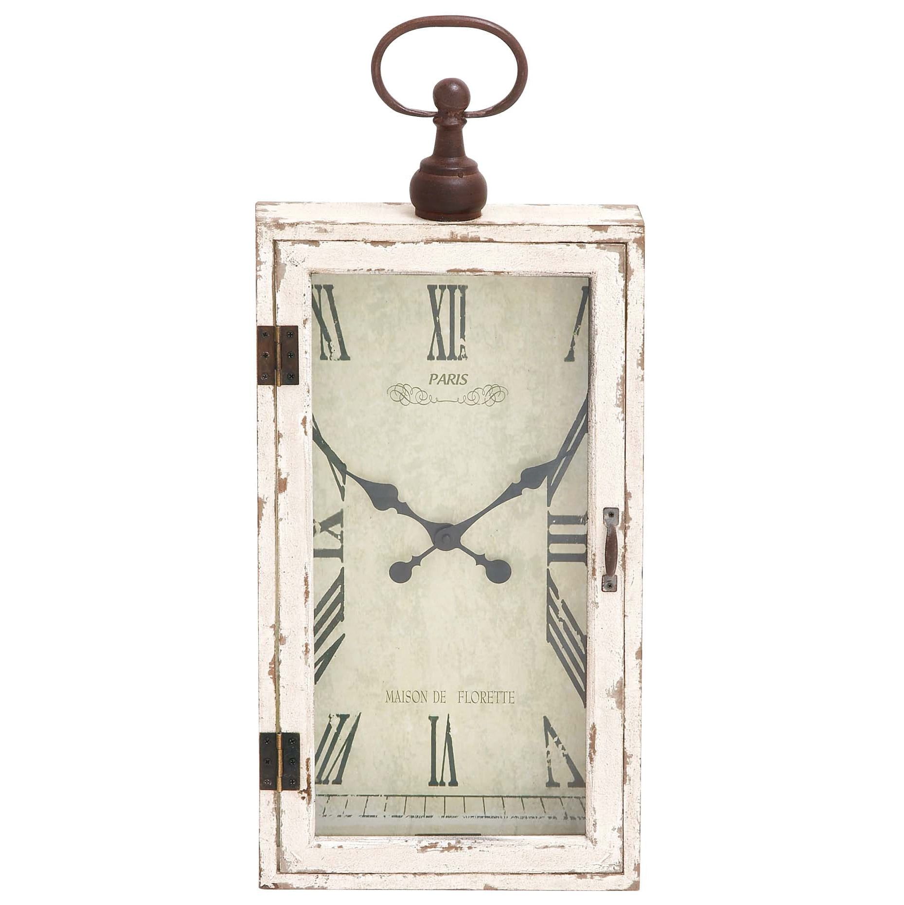 White Wood Pocket Watch Style Wall Clock with Metal Accents