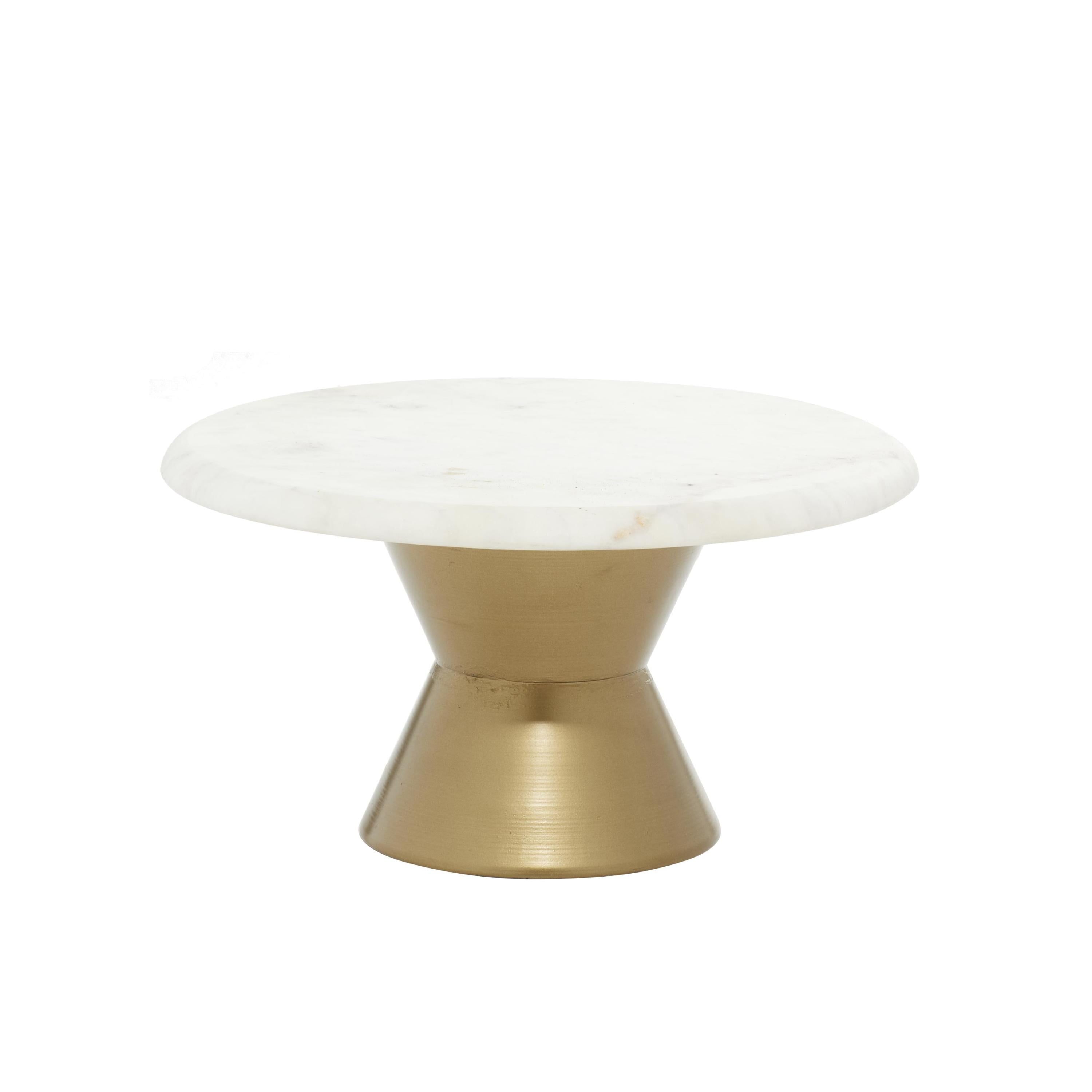 Gold Marble Polished Finish Cake Stand with Pedestal Base