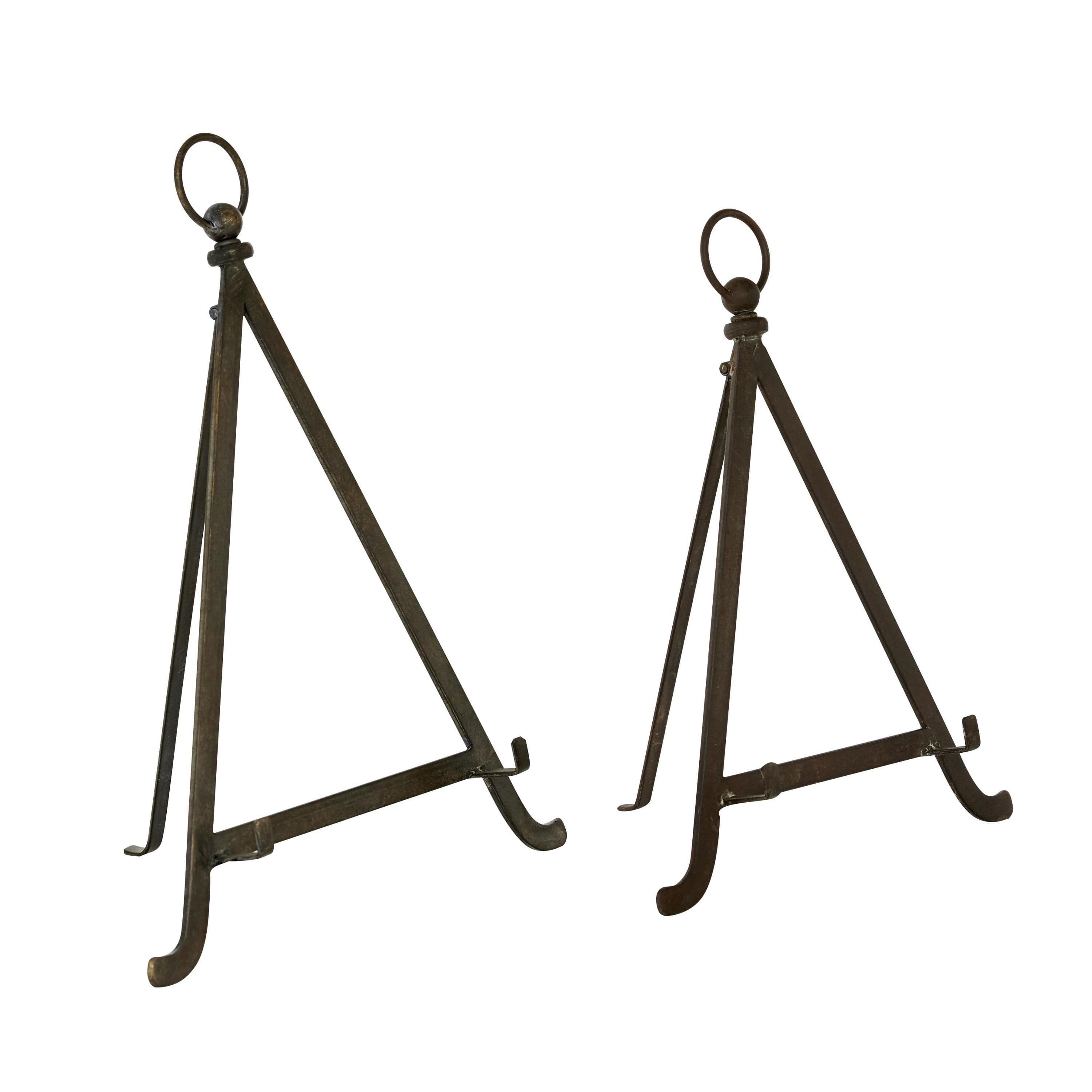 Bronze Metal Easel Set with Foldable Stand, 2-Piece