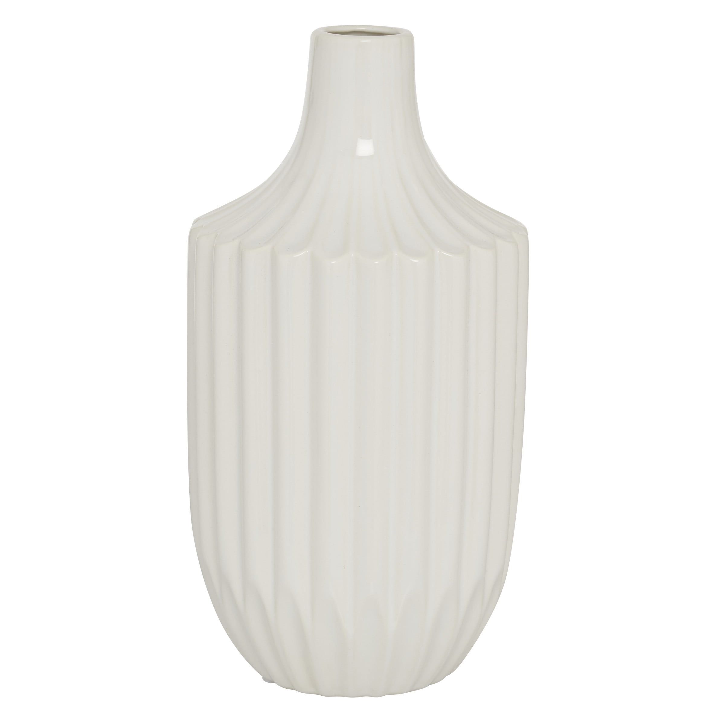 Sleek Elegance Glossy White Ceramic Bud Vase