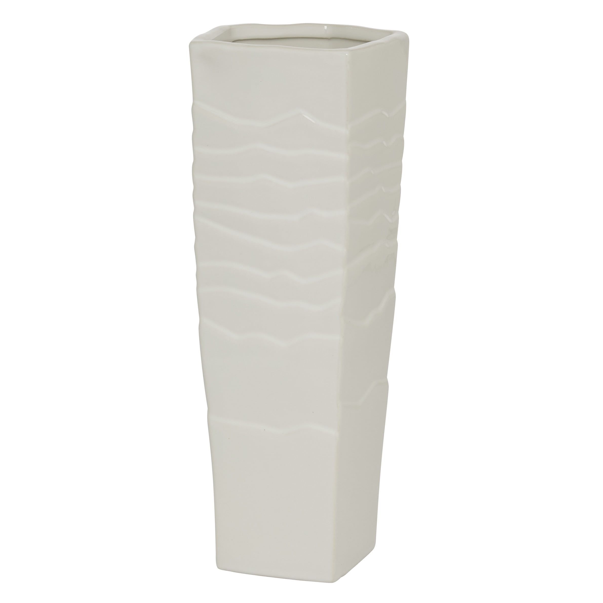 Elegant White Ceramic Decorative Vase 12.7" Tall