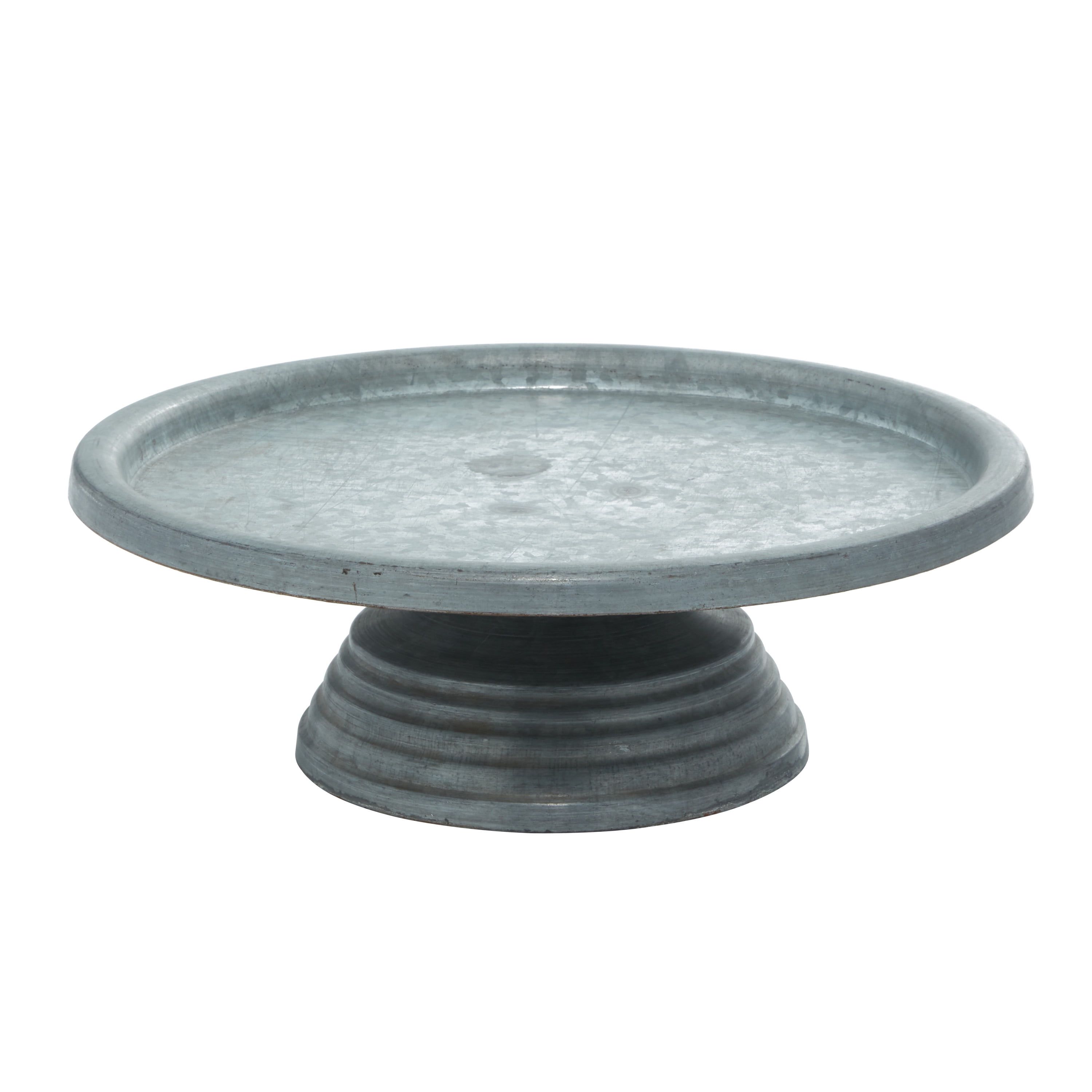 Gray Galvanized Metal Decorative Cake Stand, 14"