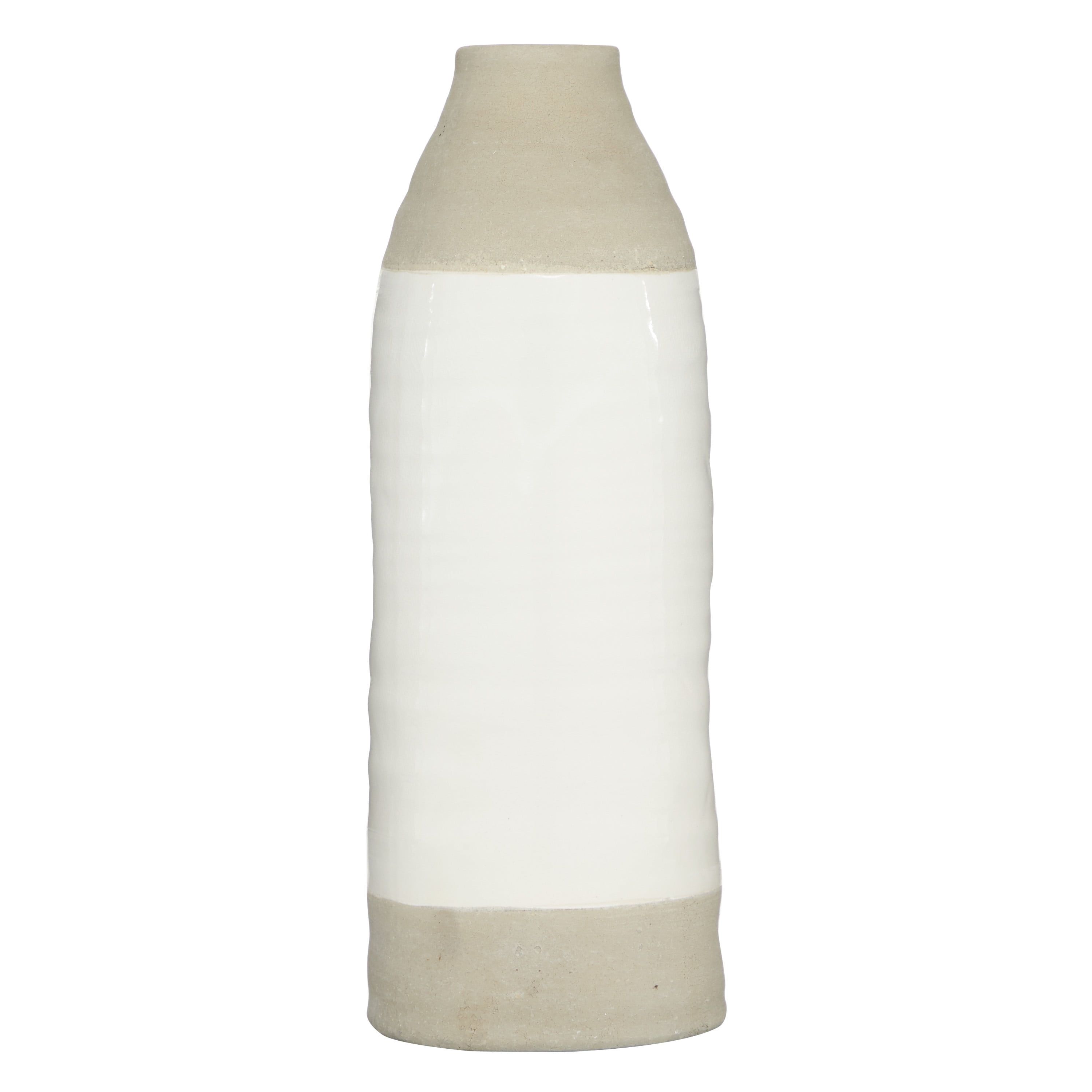 Gray and White Ceramic Bud Vase, 14"