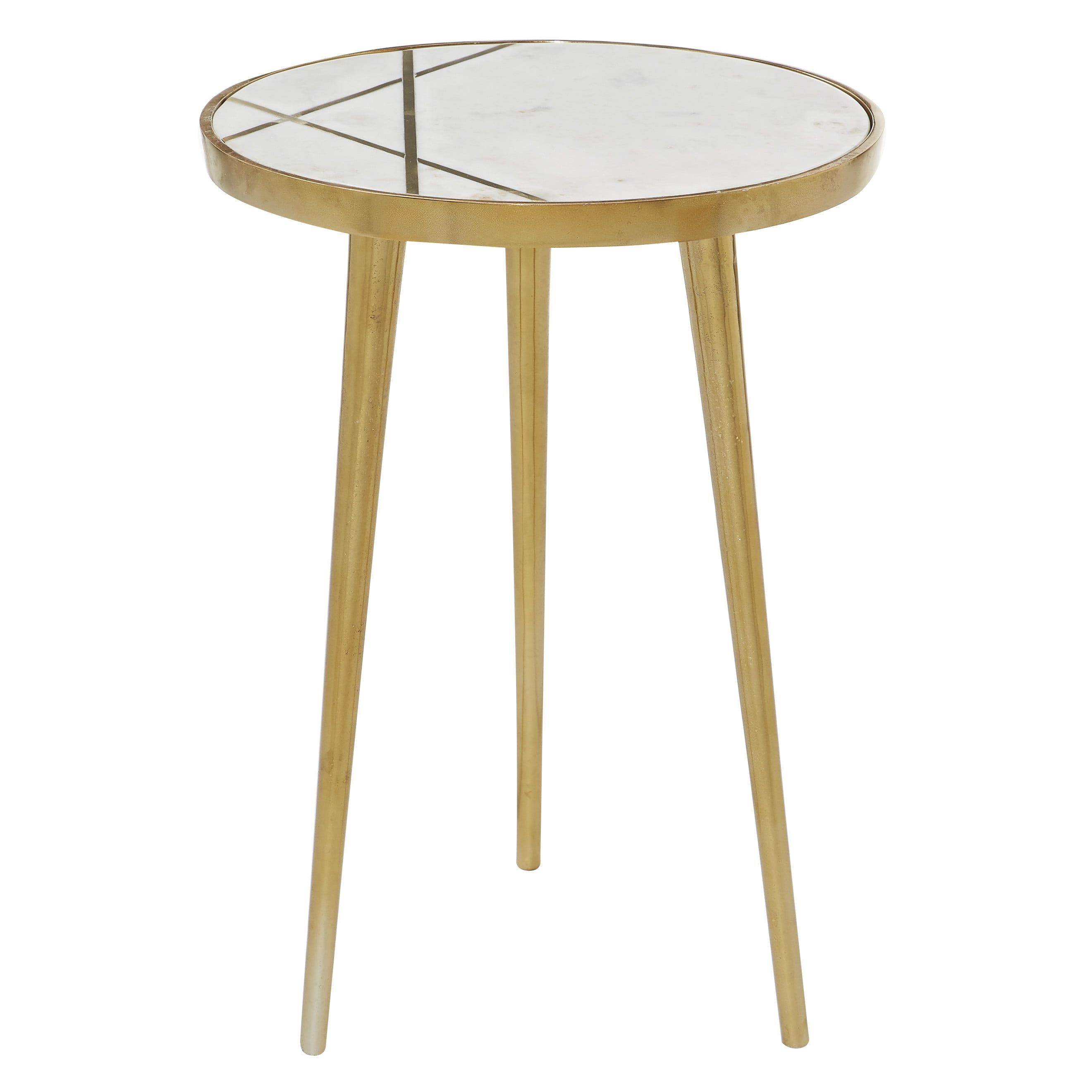 Elegant Round Marble Top Accent Table with Gold Metal Tripod Base